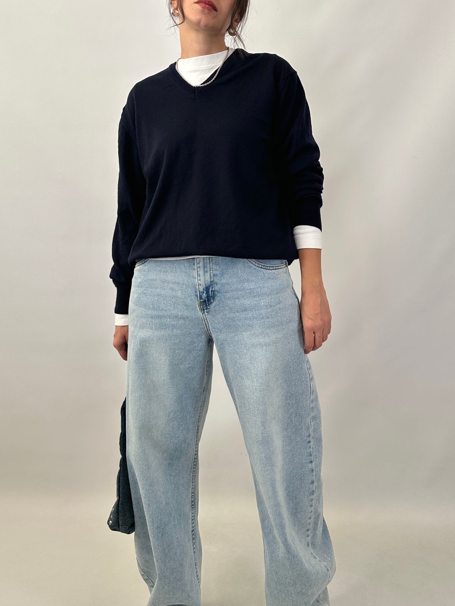 Essential soft wool blue sweater