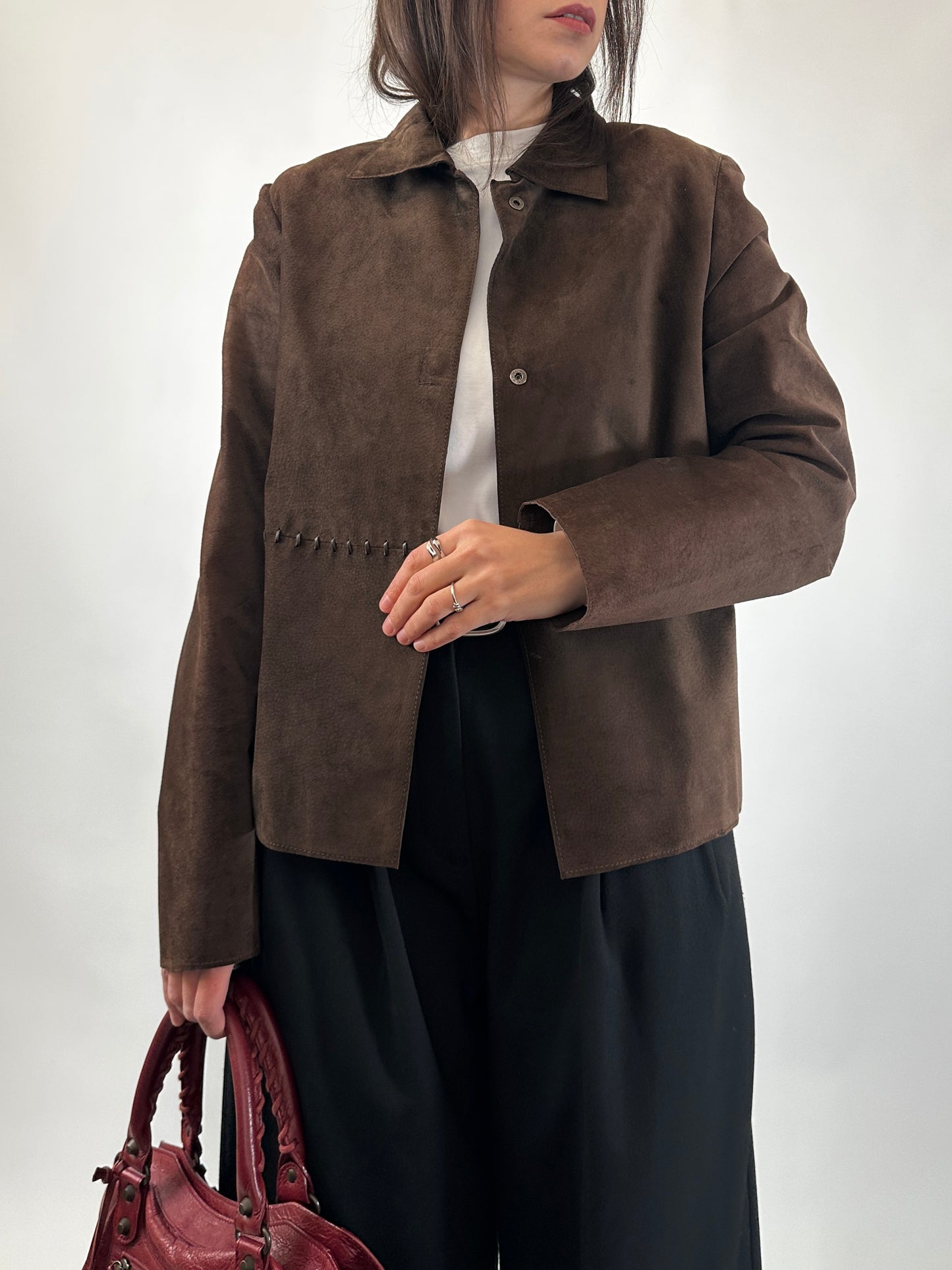 Brown Suede Boxy Fit Jacket