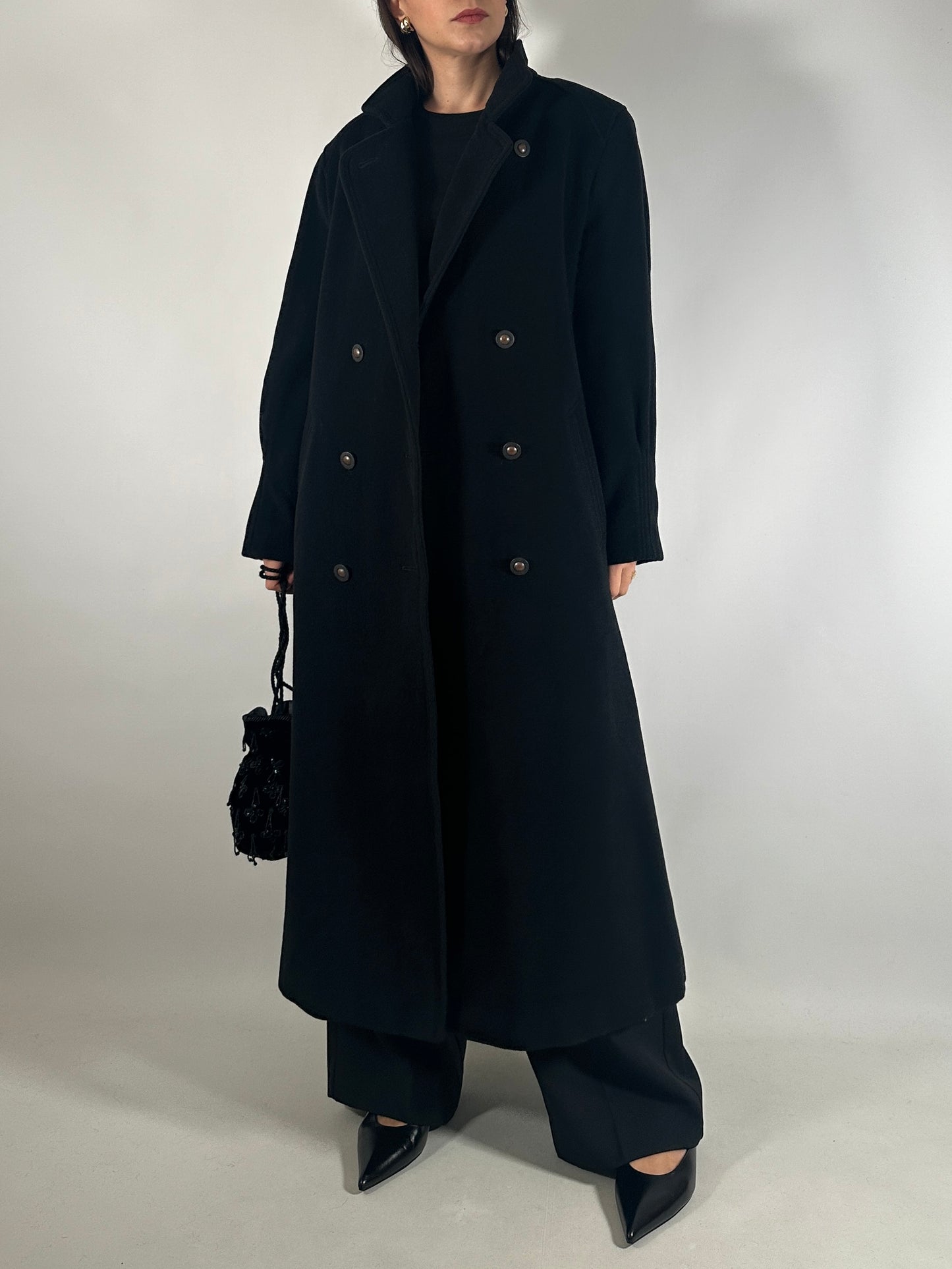 Vintage Black Loden-Style Coat