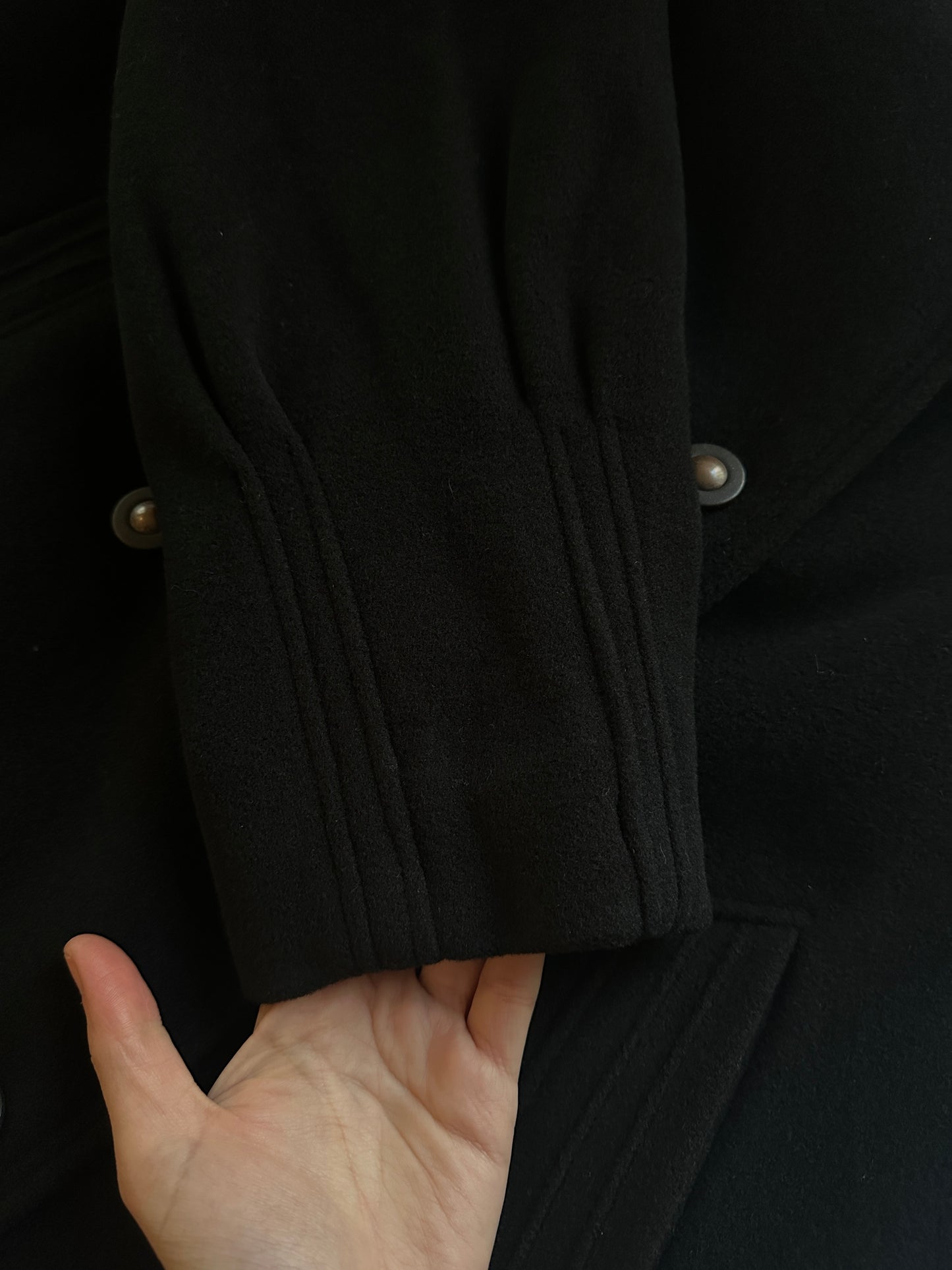 Vintage Black Loden-Style Coat