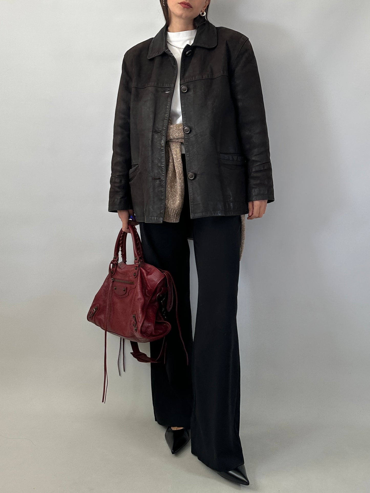 Nubuck leather car coat