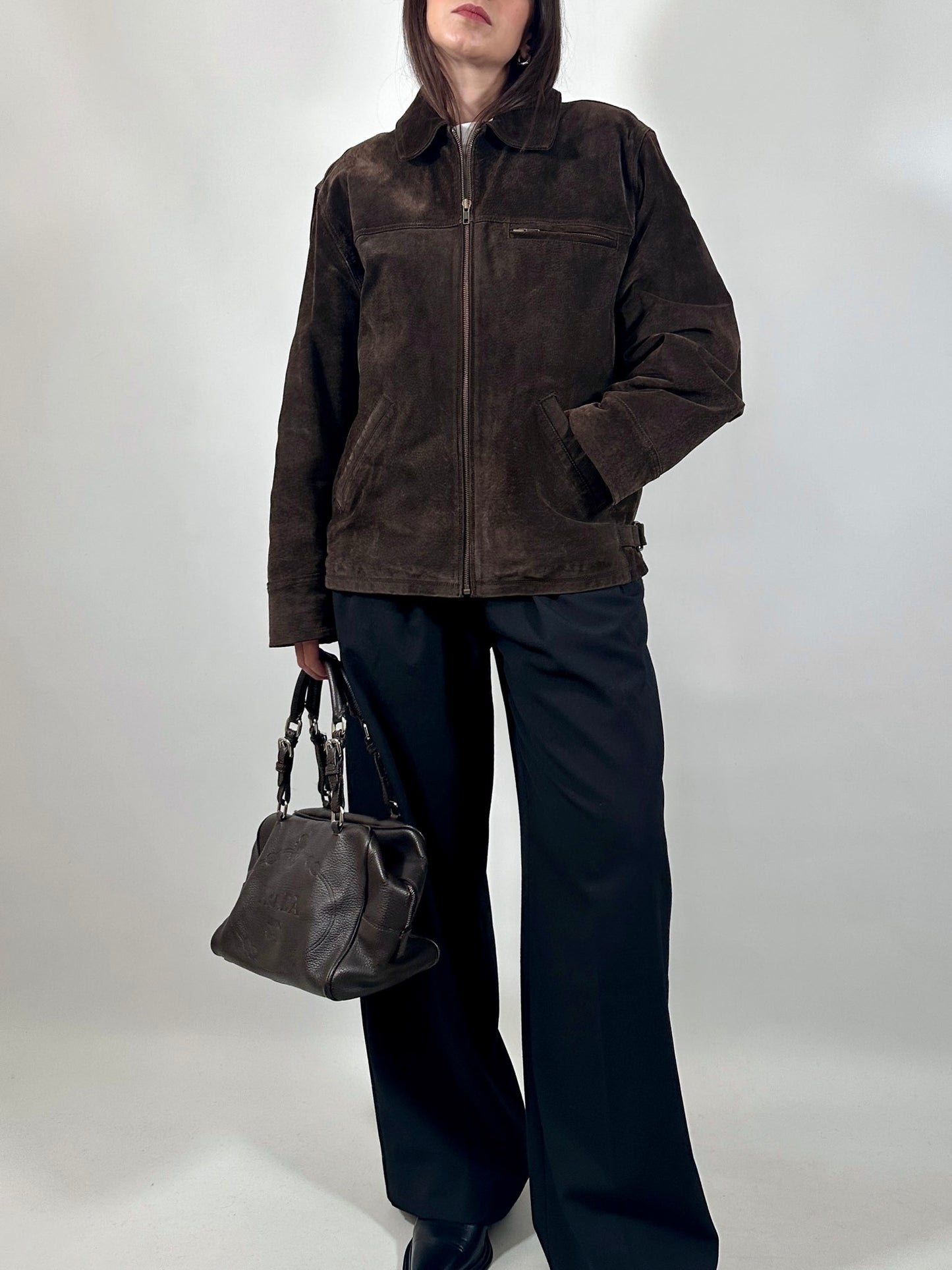 Brown Leather Zipped Jacket