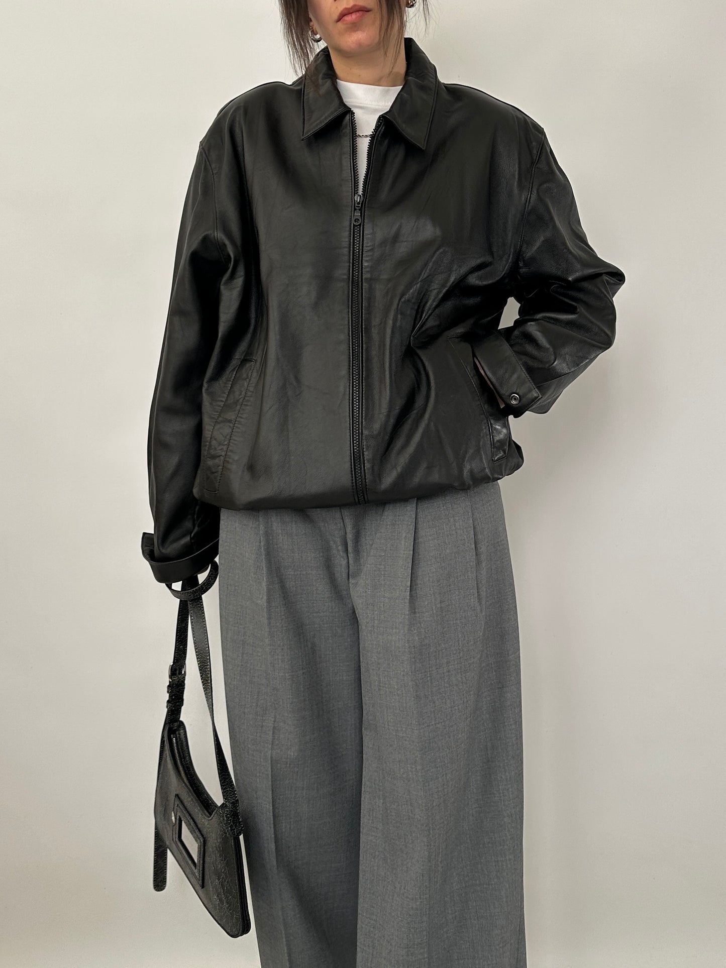 Vintage bomber in genuine leather