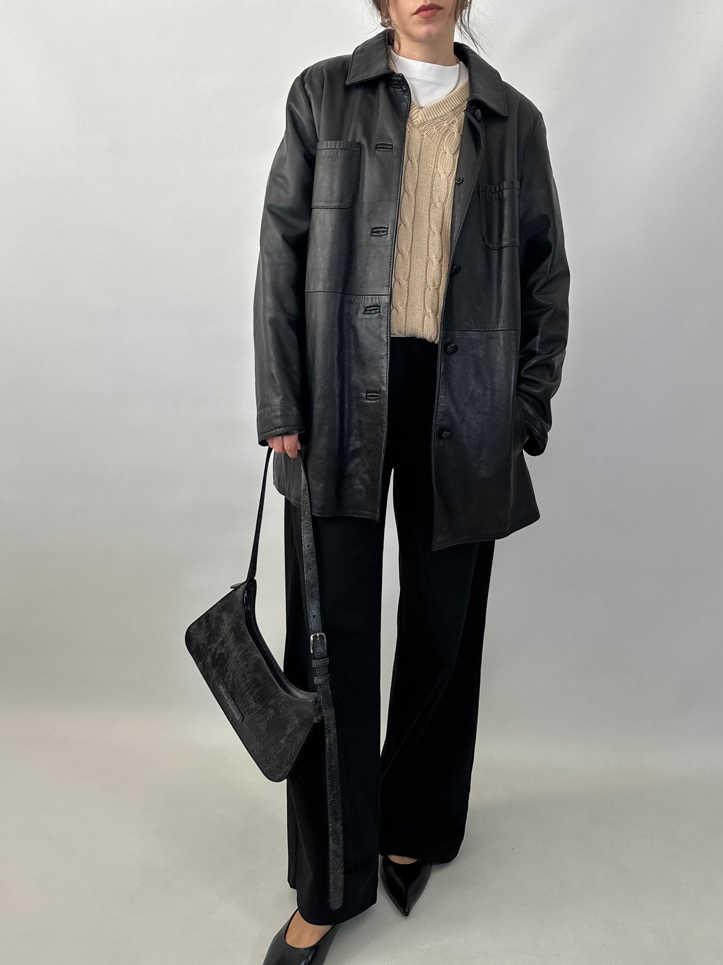 Black genuine leather jacket