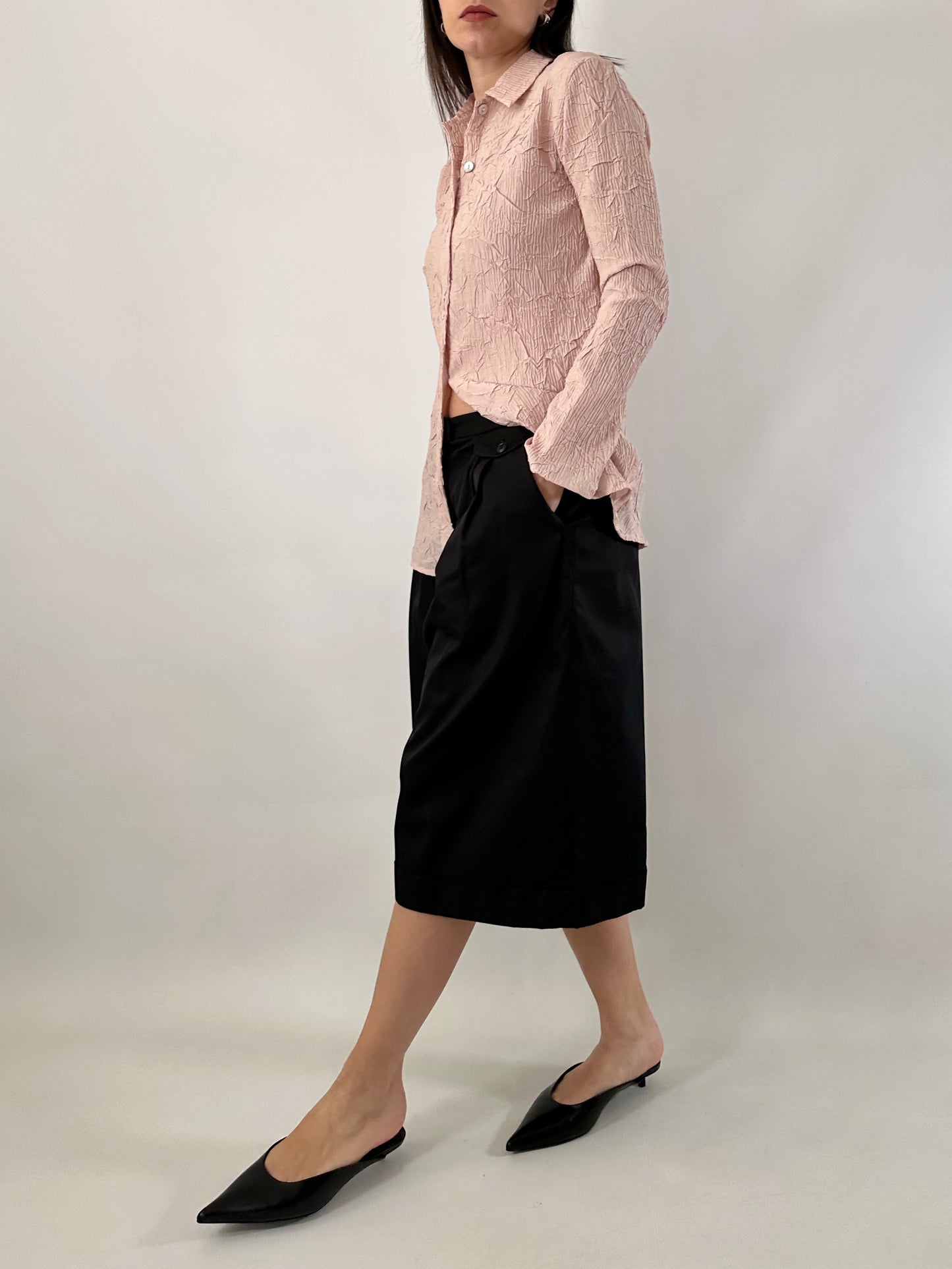Satin crinkle pink shirt