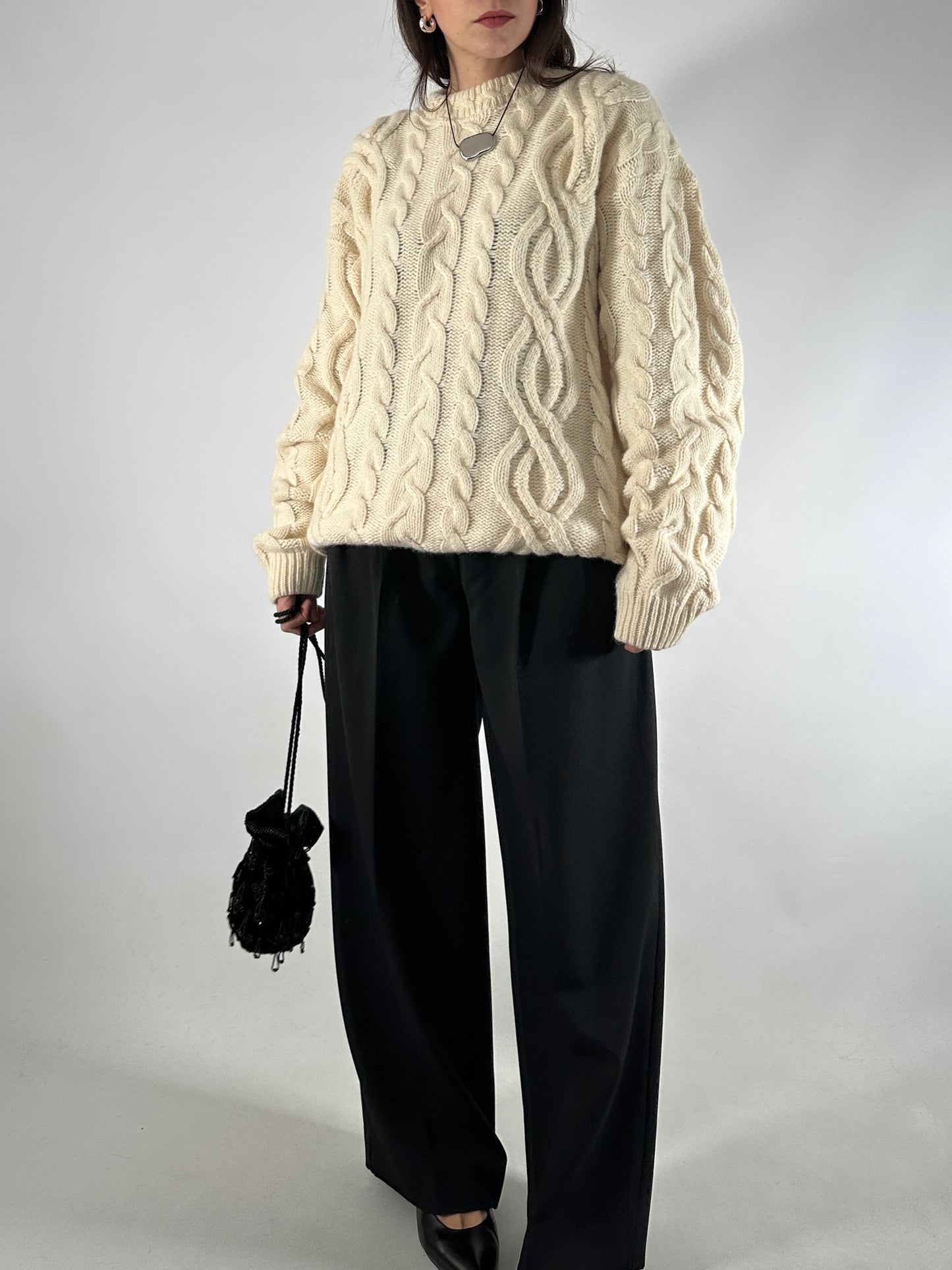 Vintage Cable Knit Wool Sweater