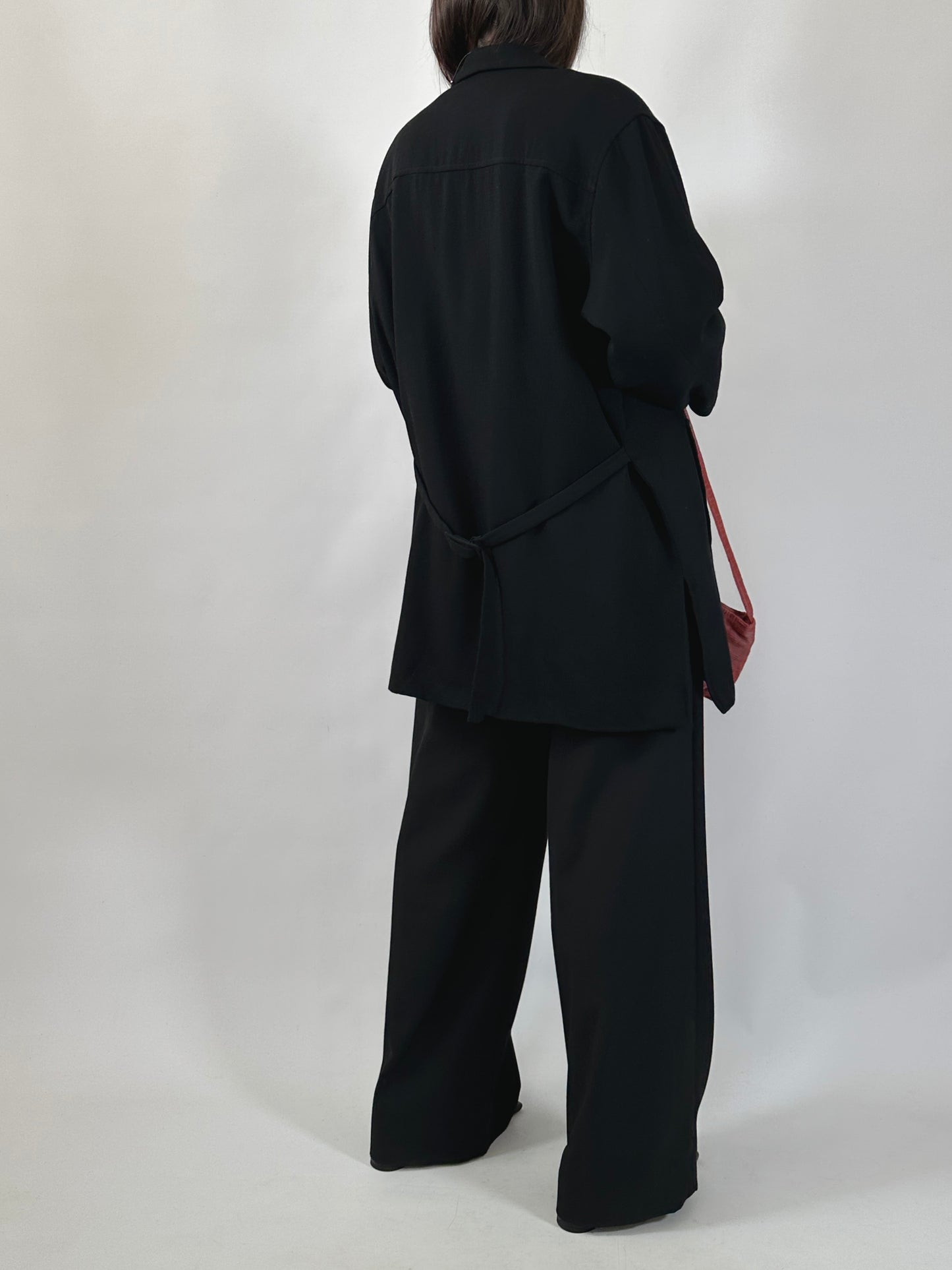 Vintage Relaxed Wool Blazer with Back Belt