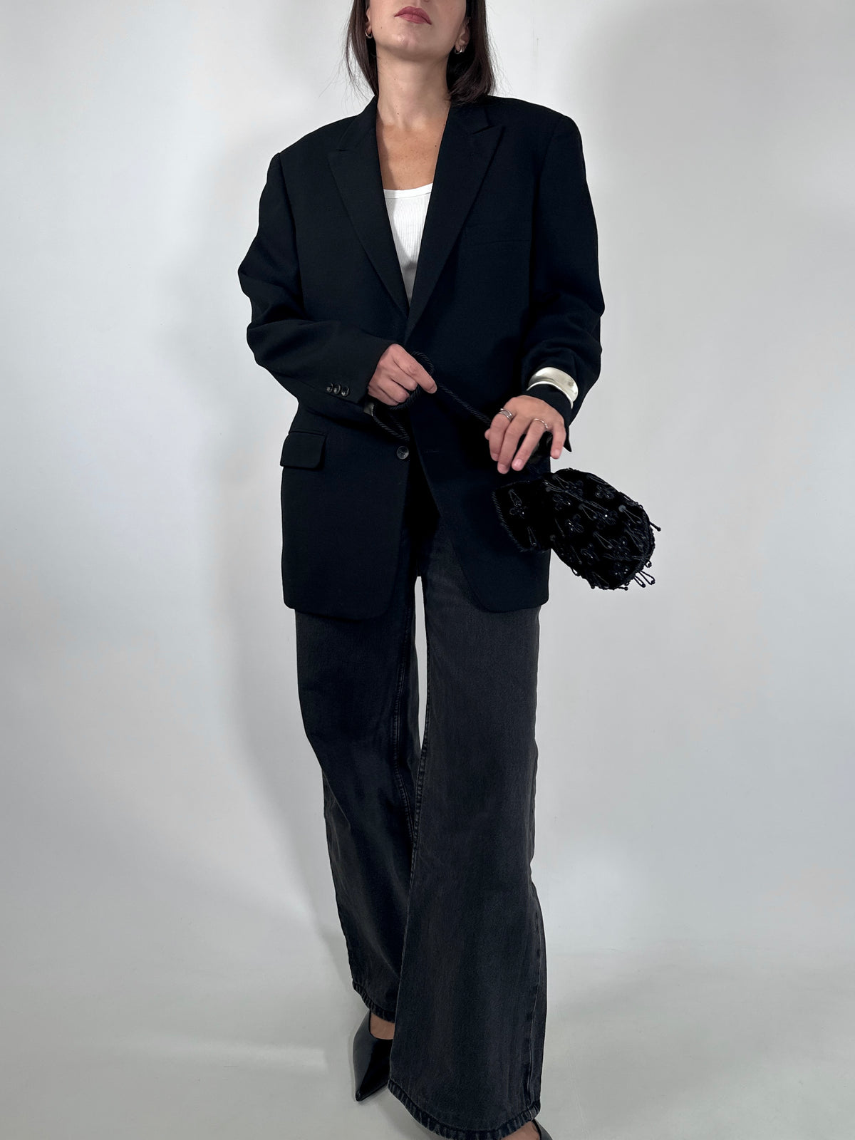 Black Wool Tailored Blazer