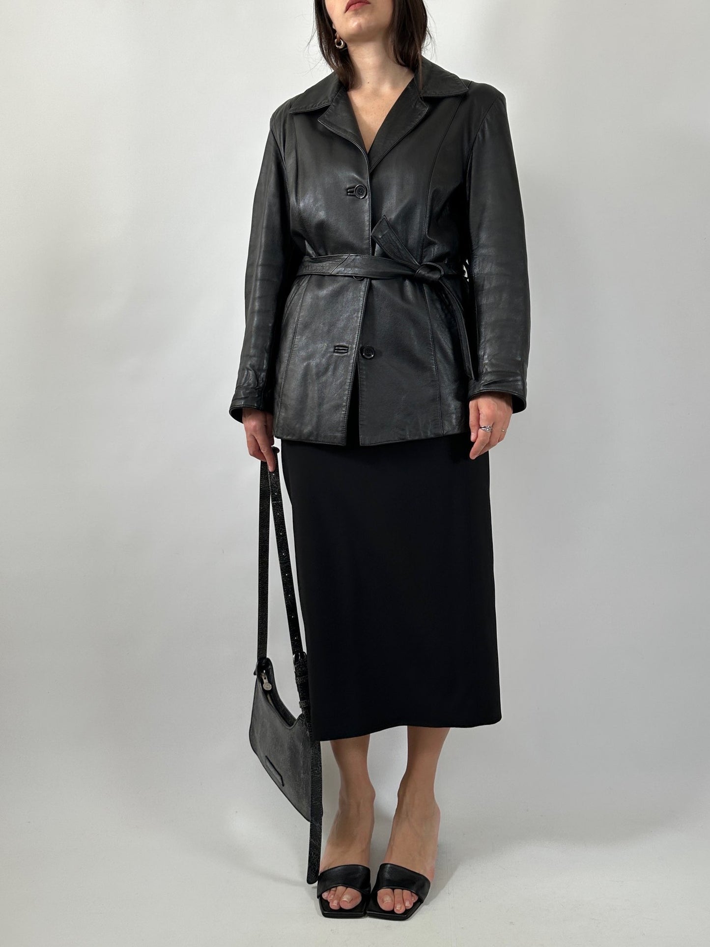 Soft Nappa Leather Belted Jacket