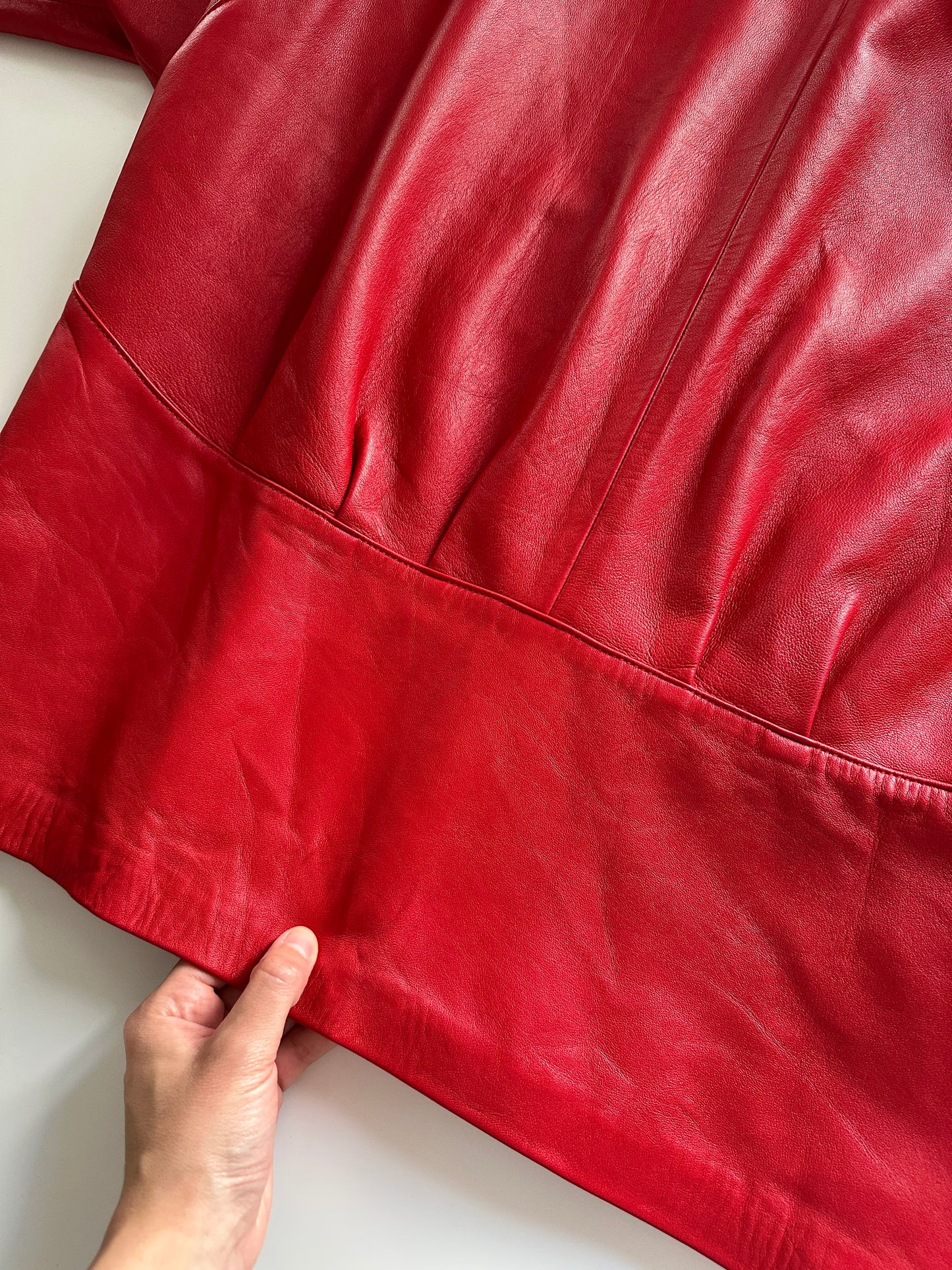 Vintage Red Leather Statement Jacket