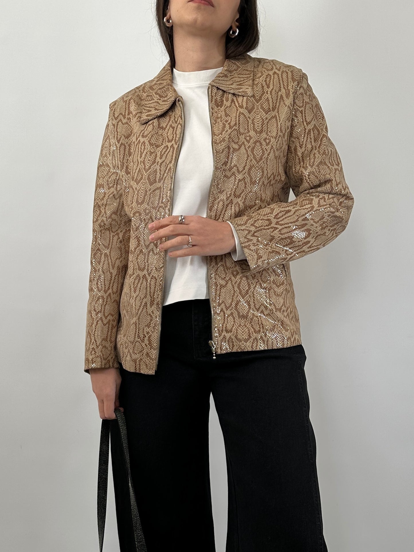 Vintage Snake Print Leather Jacket