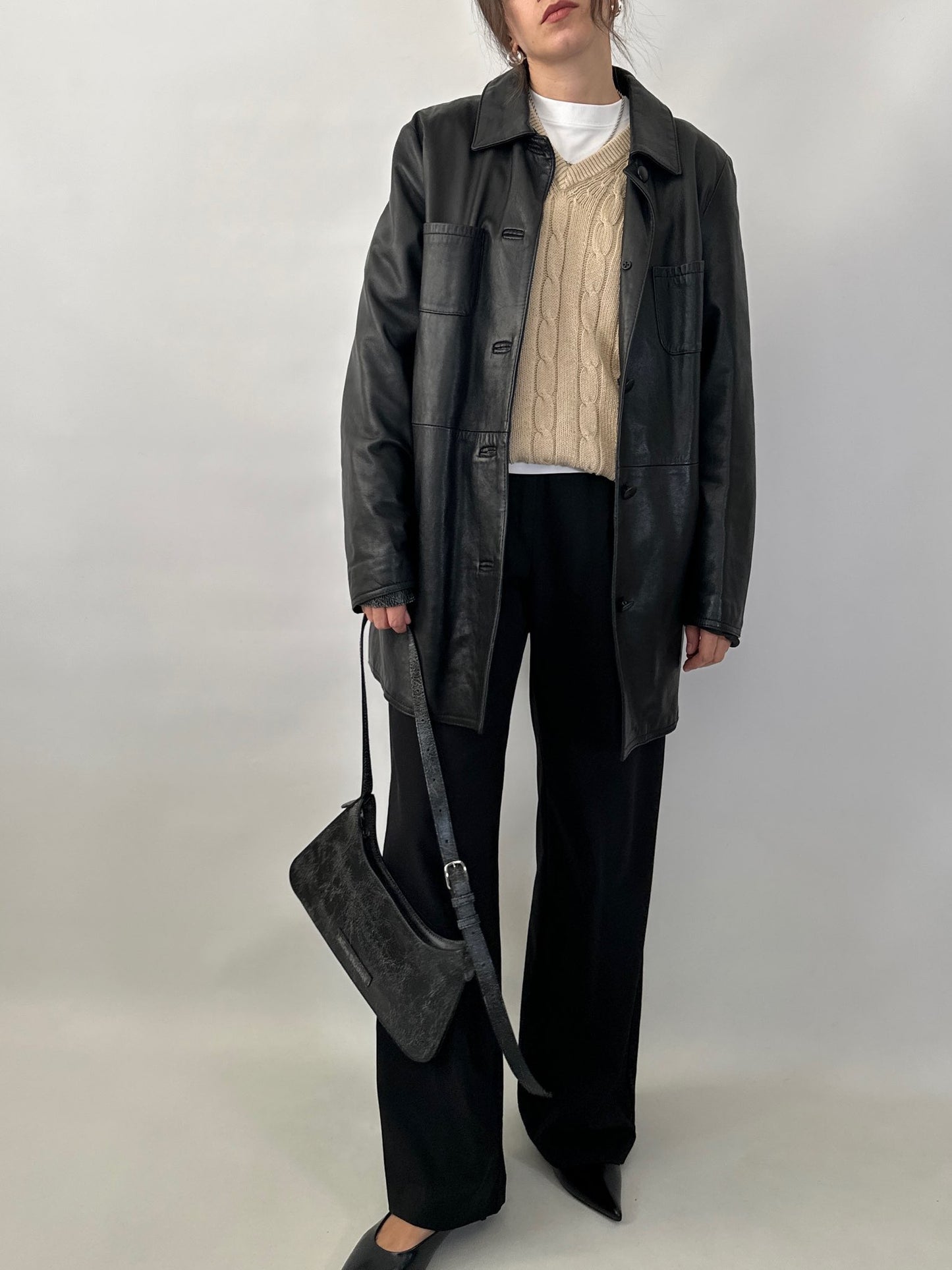 Black genuine leather jacket