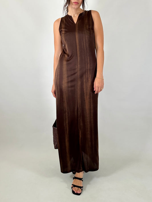 Brushstroke print maxi dress