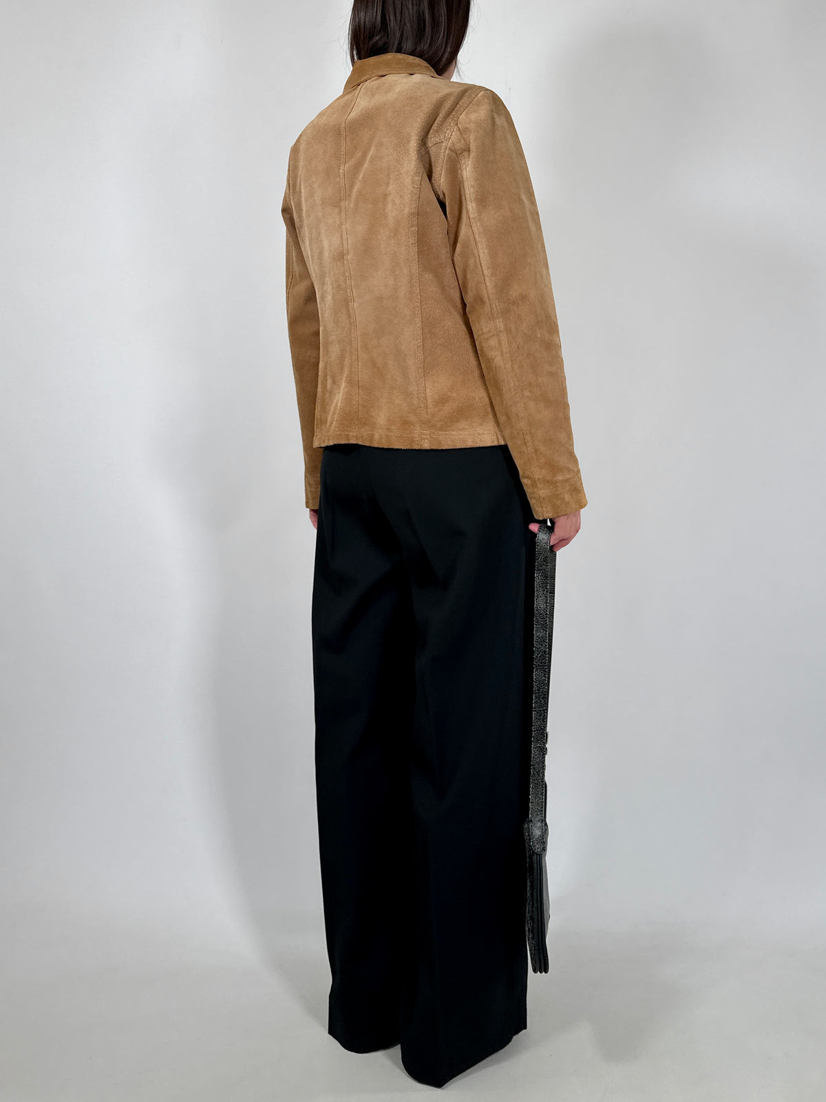 Tan Suede Tie-Front Blazer