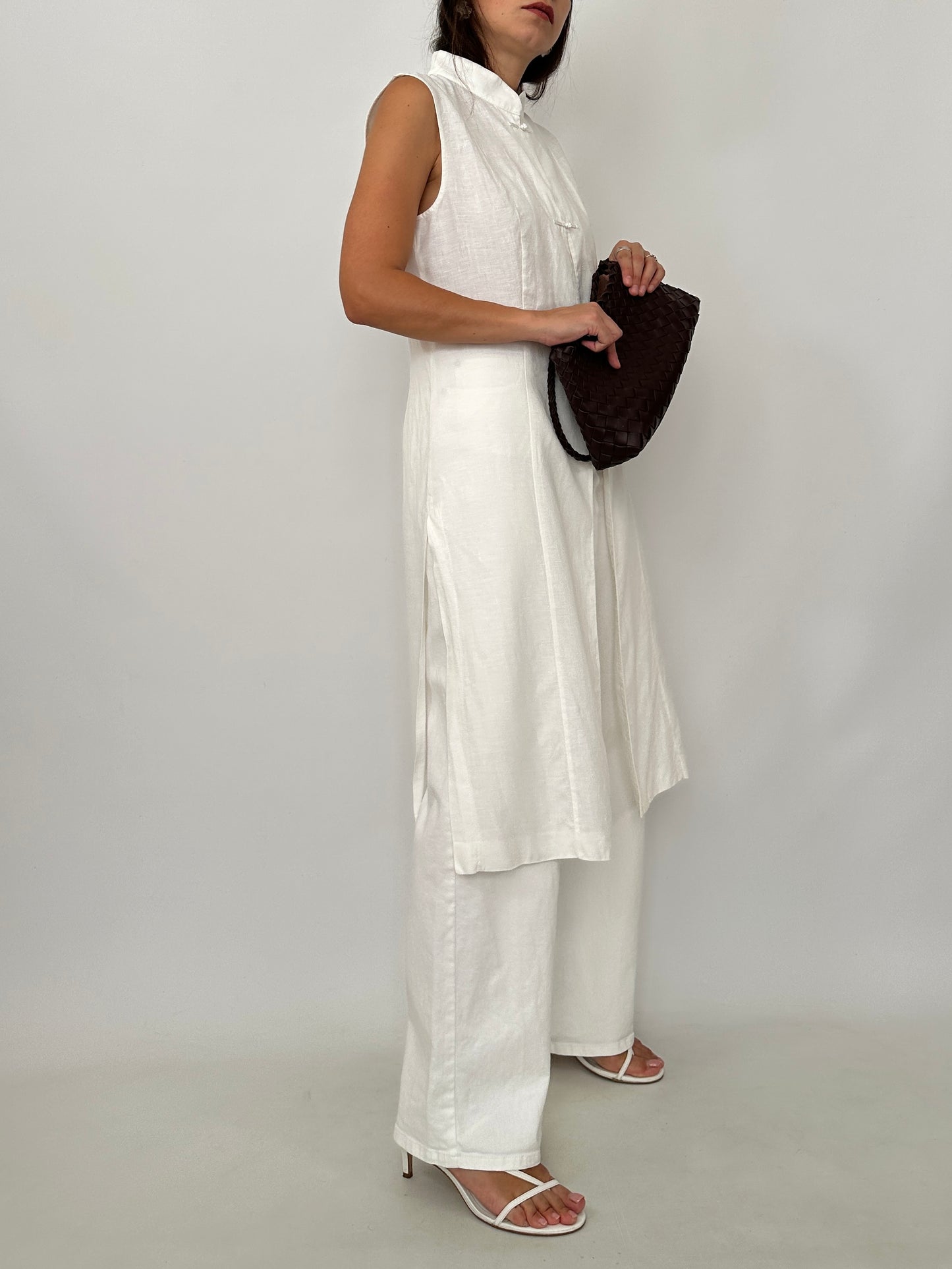 Linen Mandarin Long Vest