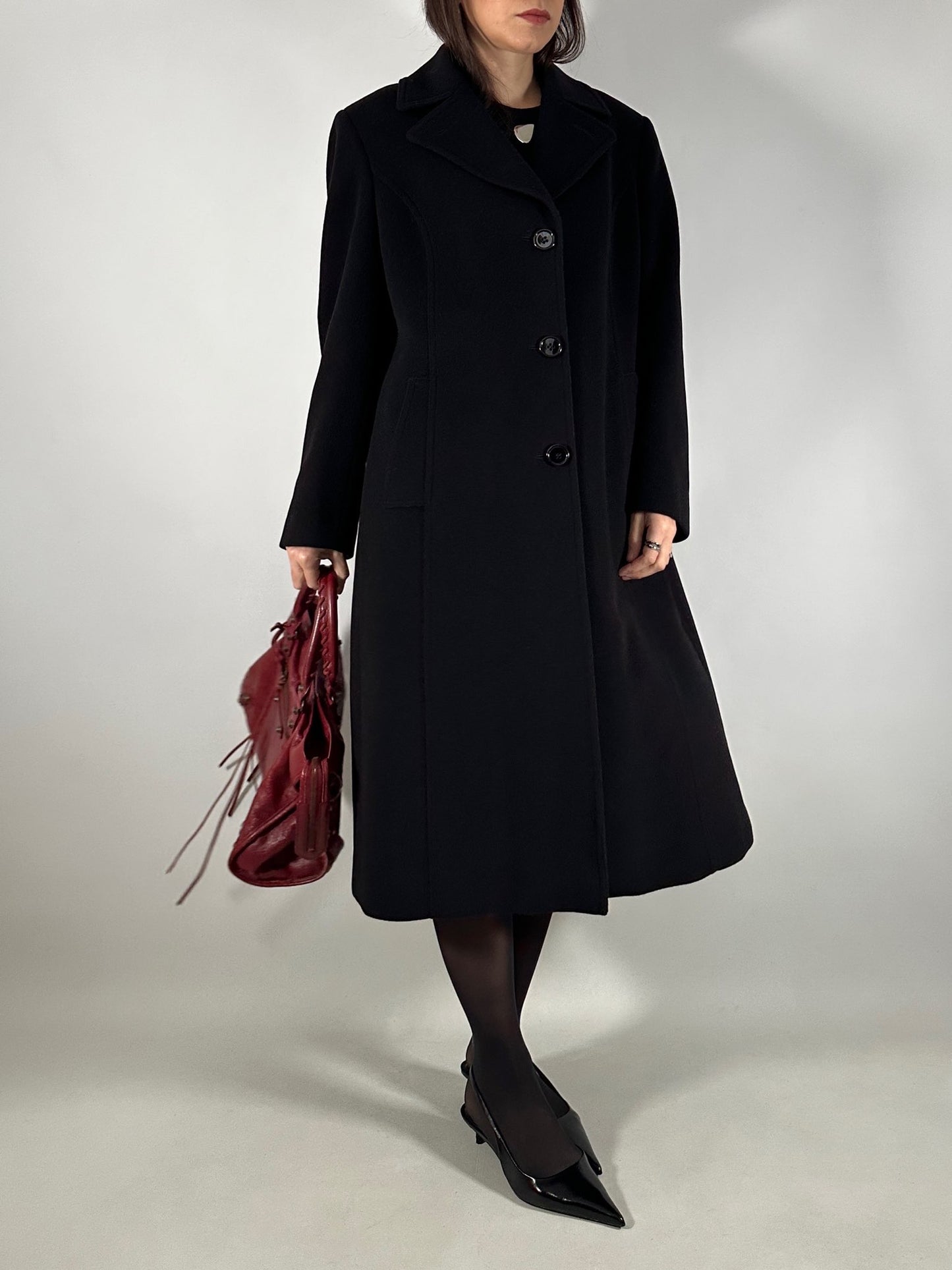 Vintage Classic Black Wool Coat