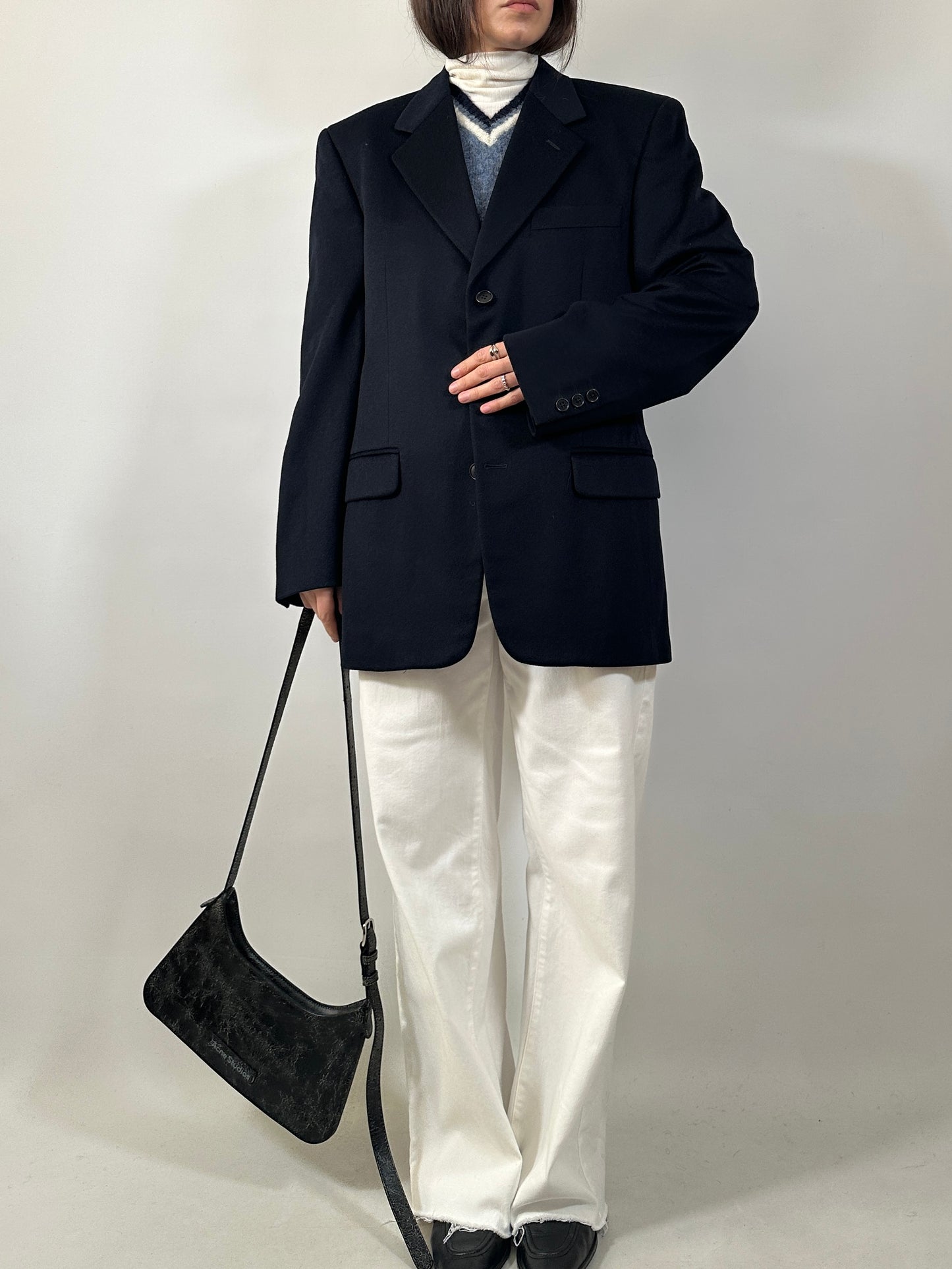 Vintage Navy Cashmere Blend Blazer