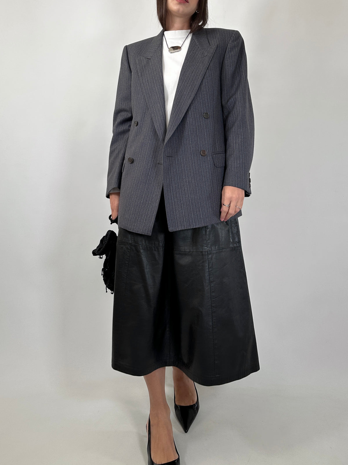 Vintage Grey Tailored Wool Blazer