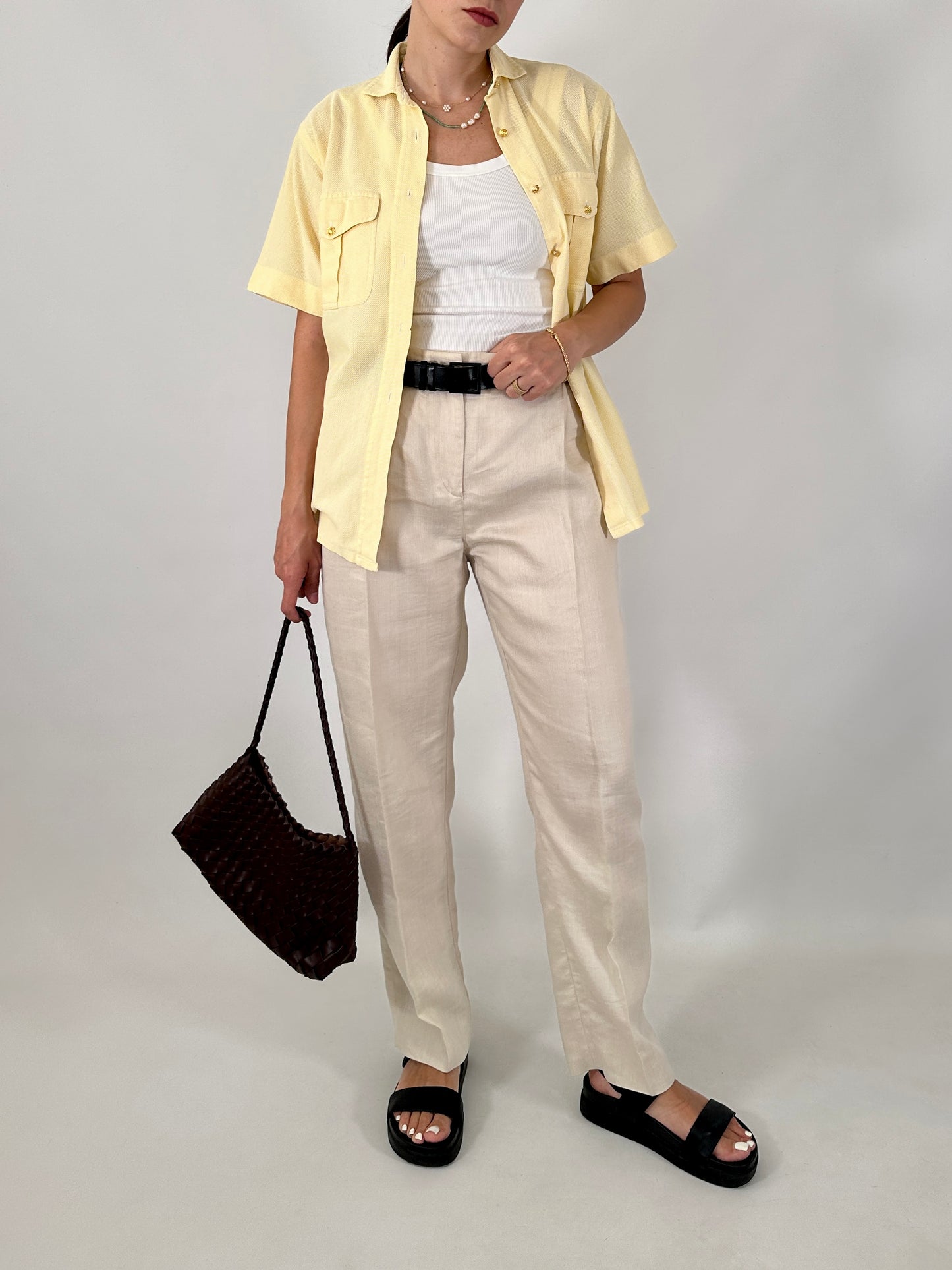 Max&co tailored linen-blend pants