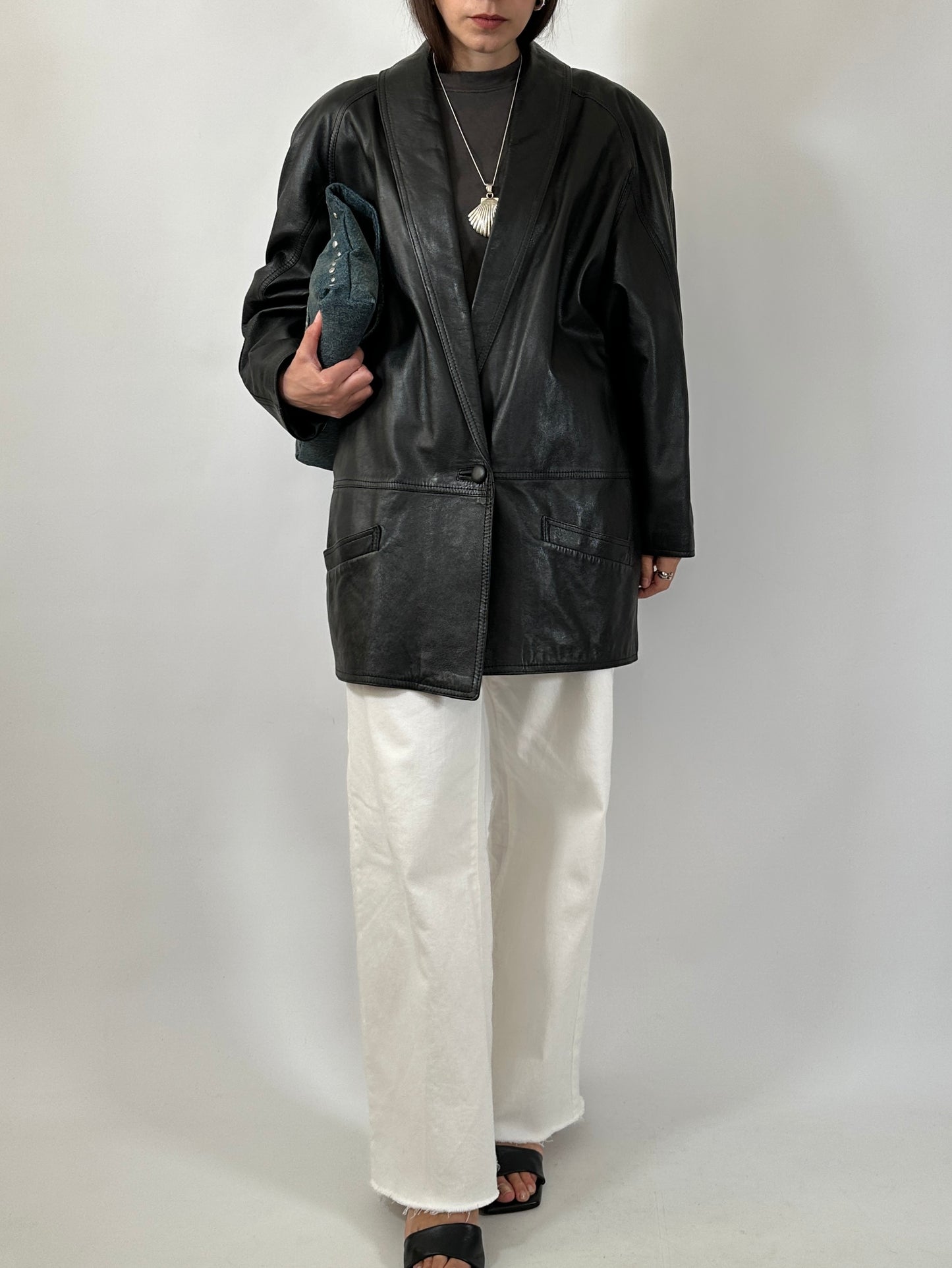 Vintage Shawl Collar Soft Leather Blazer