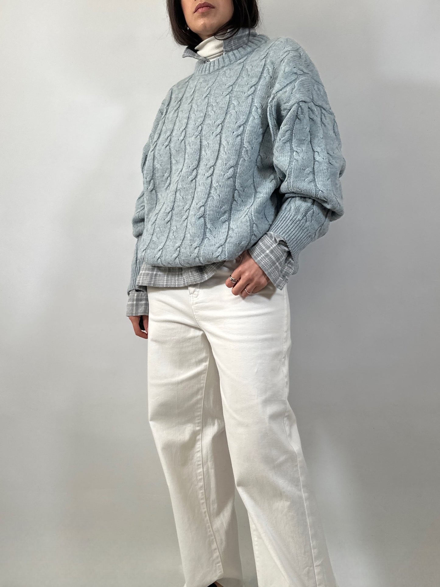 Light Blue Cable Knit Sweater
