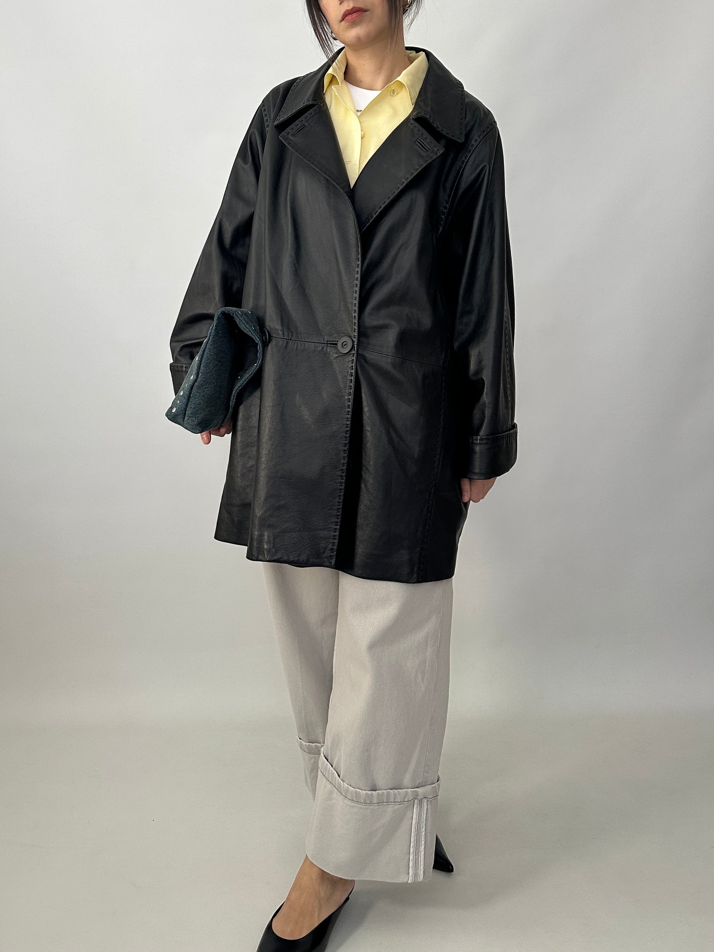 Caban in soft genuine leather