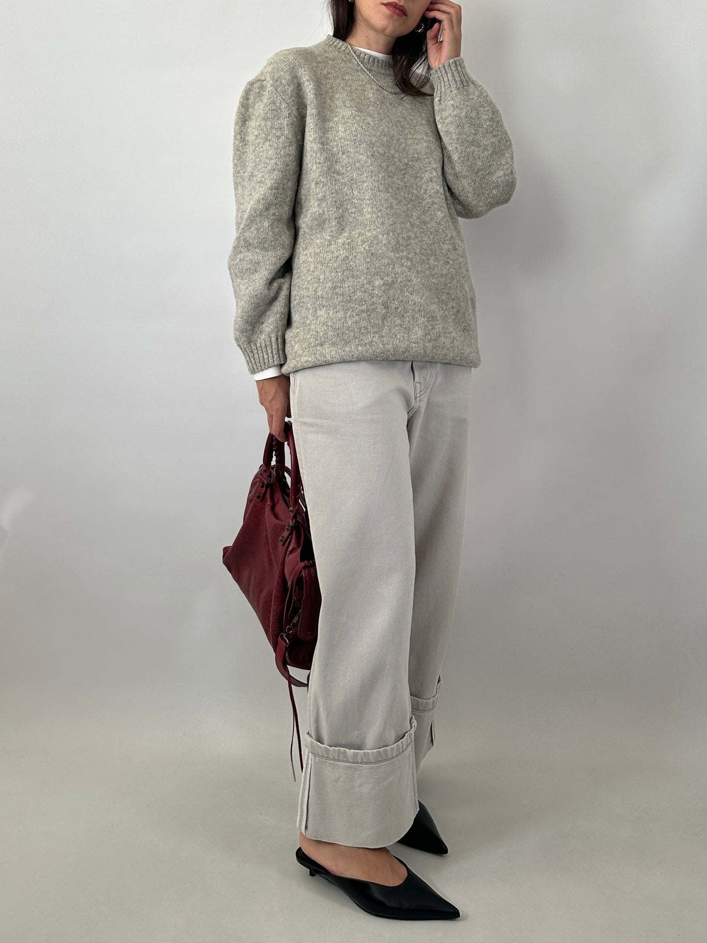 Chunky grey pure wool sweater