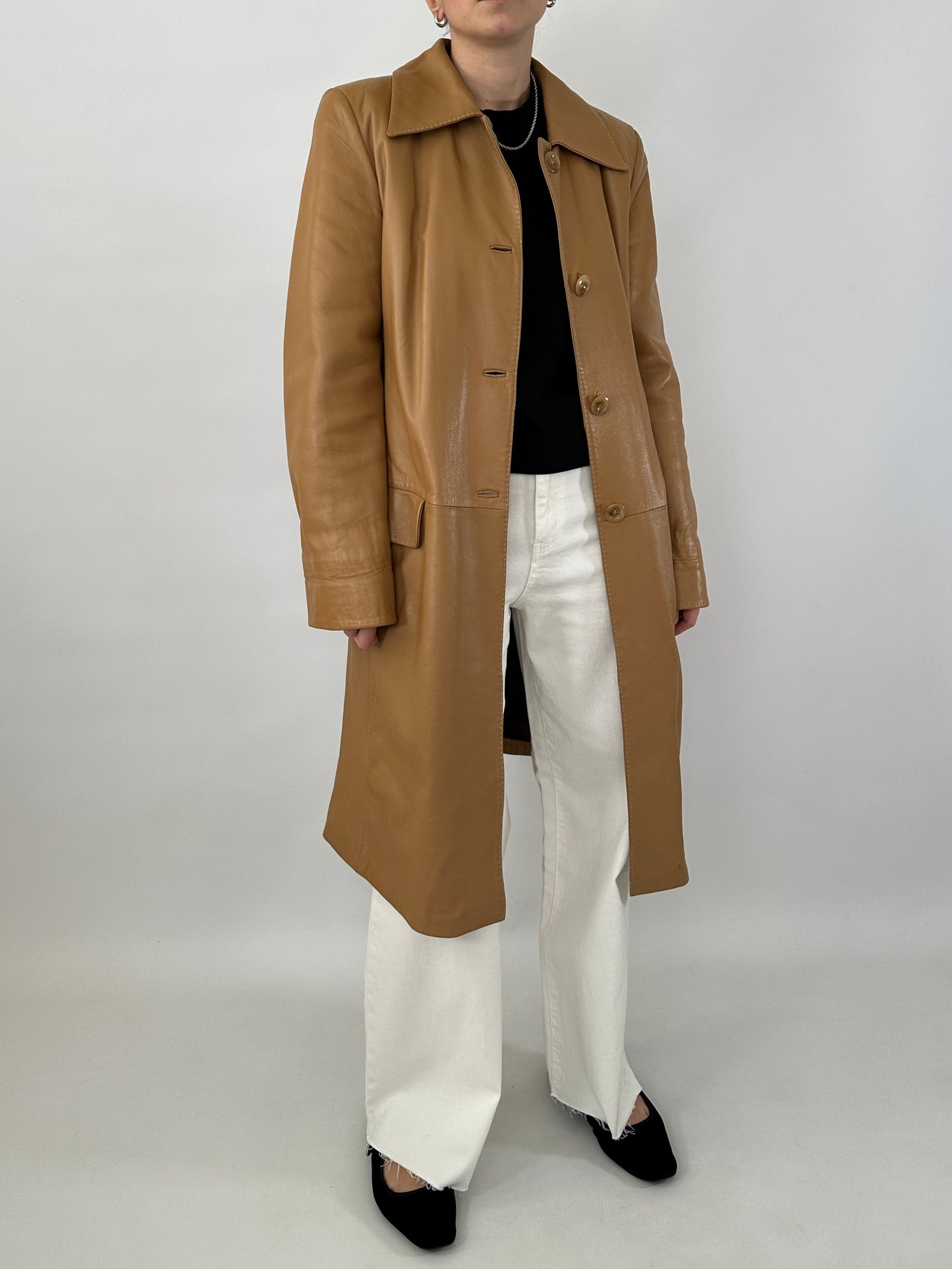 Long soft leather vintage jacket