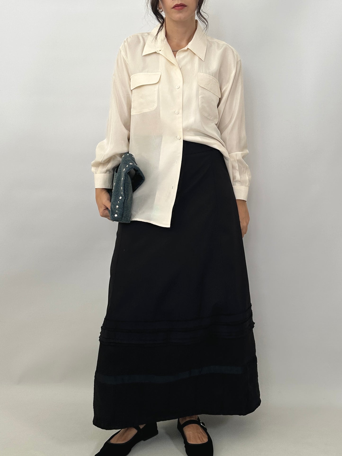 Black cotton maxi skirt