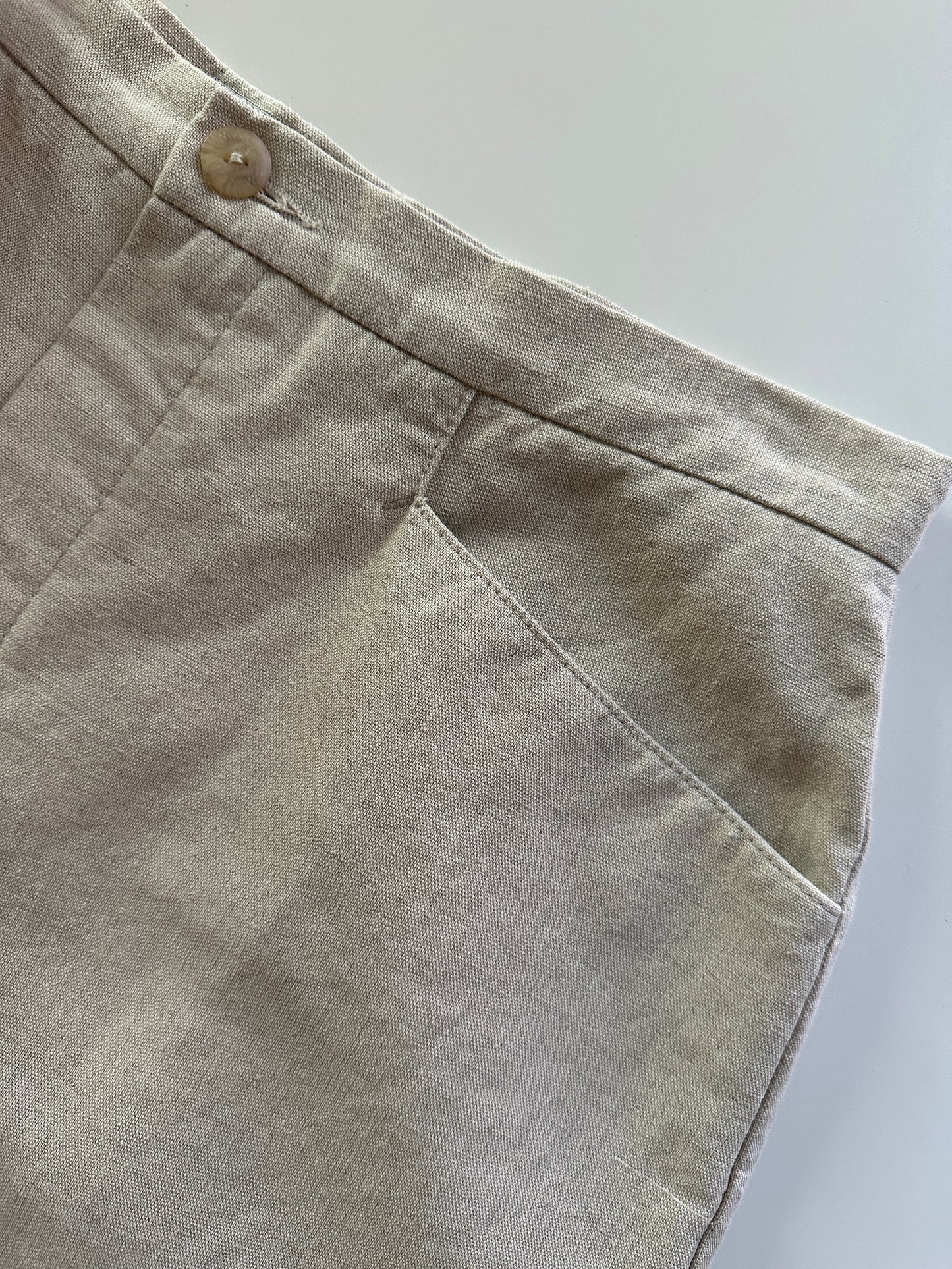Linen Blend Wide Leg Trousers