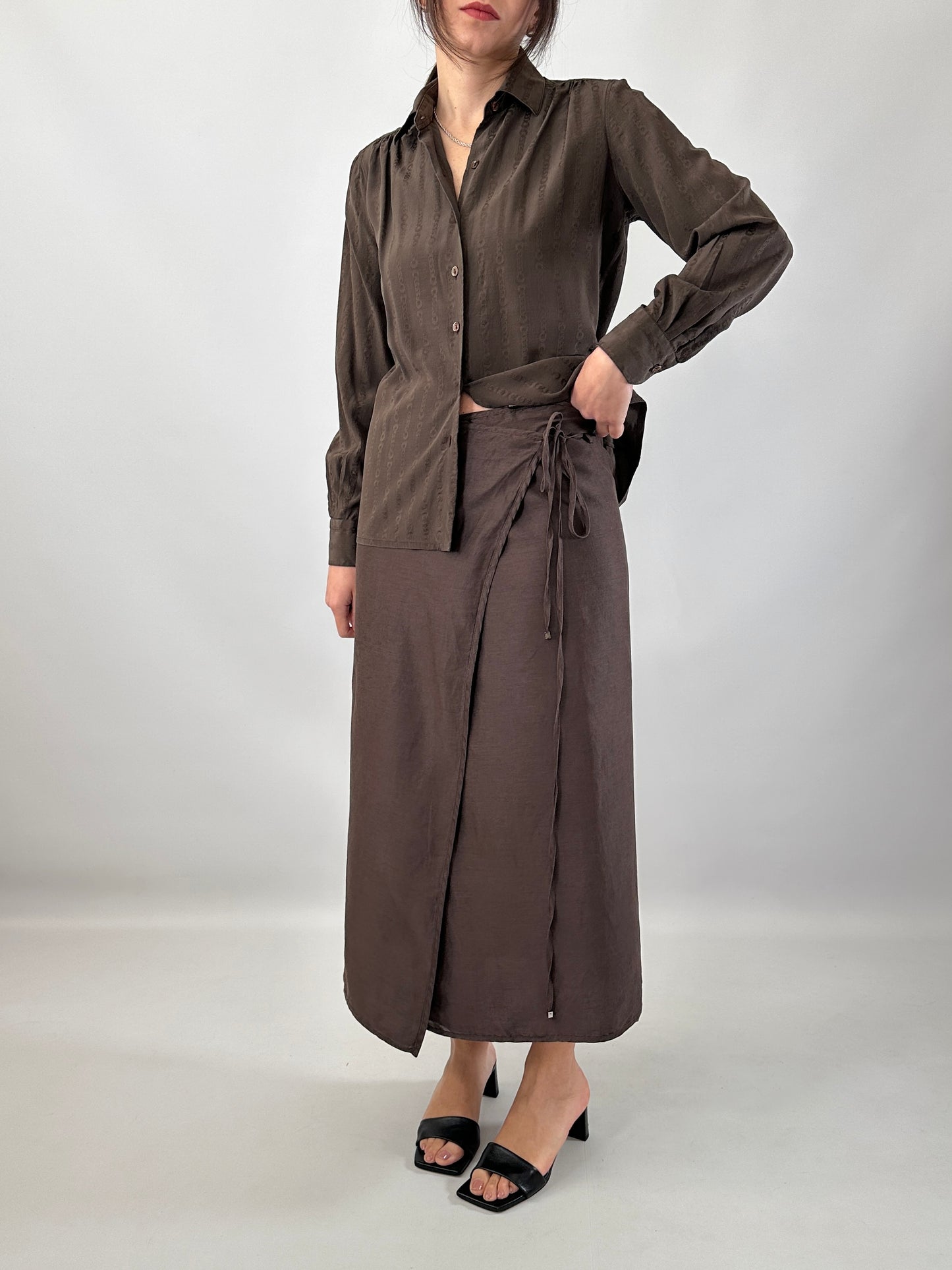Max Mara wrap chocolate skirt