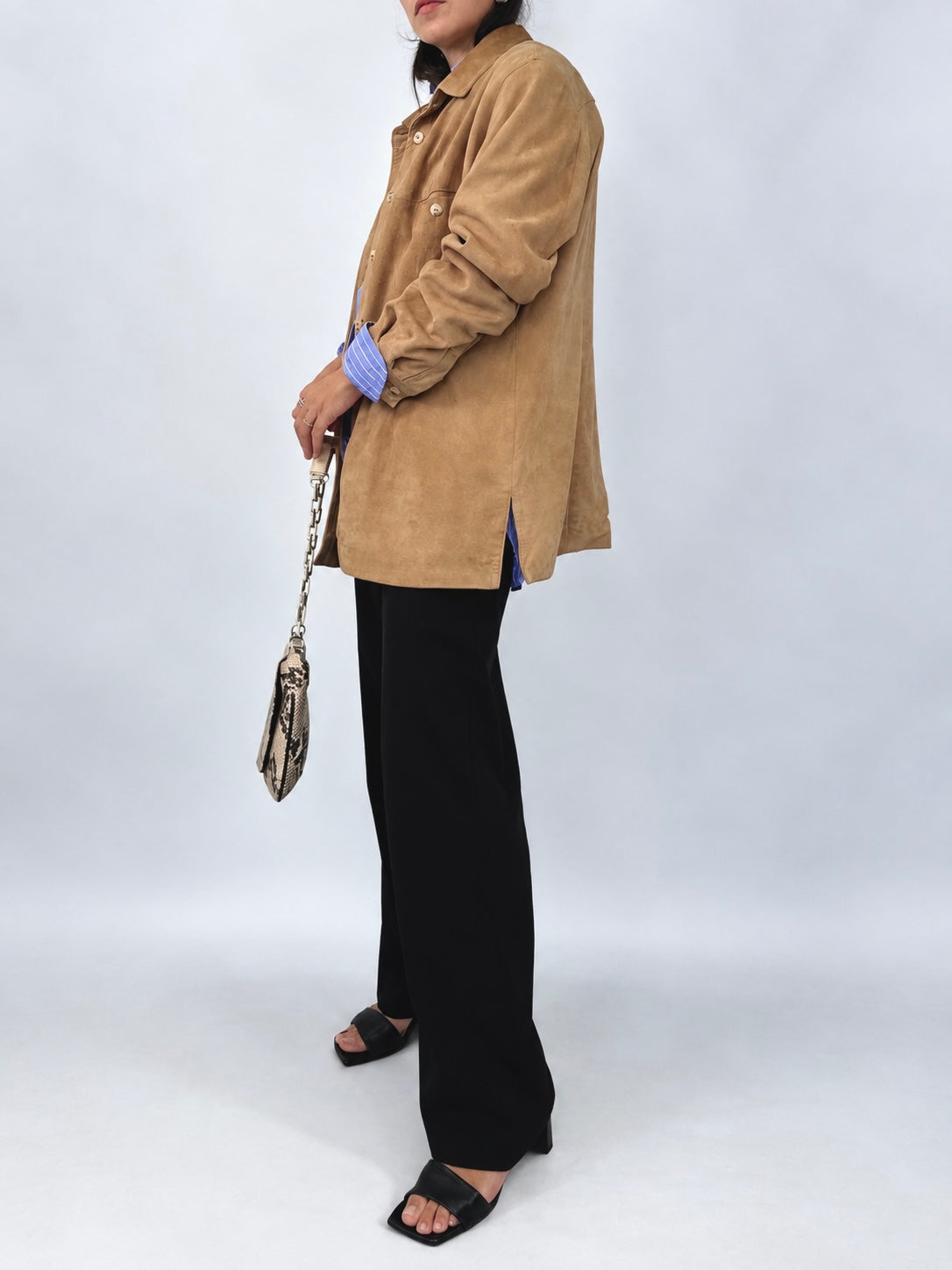 Beige Suede Shirt Jacket