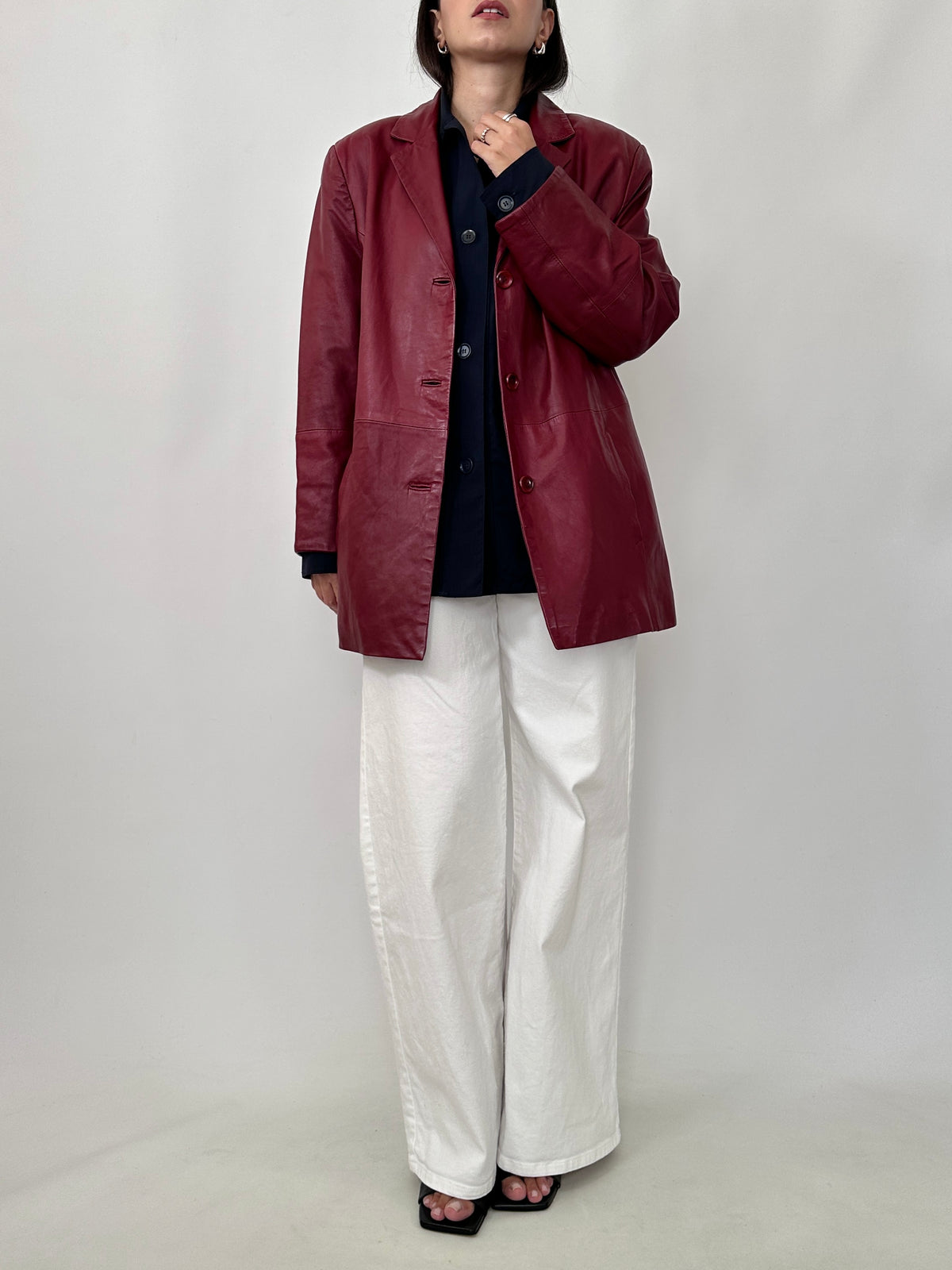 Vintage Burgundy Leather Blazer
