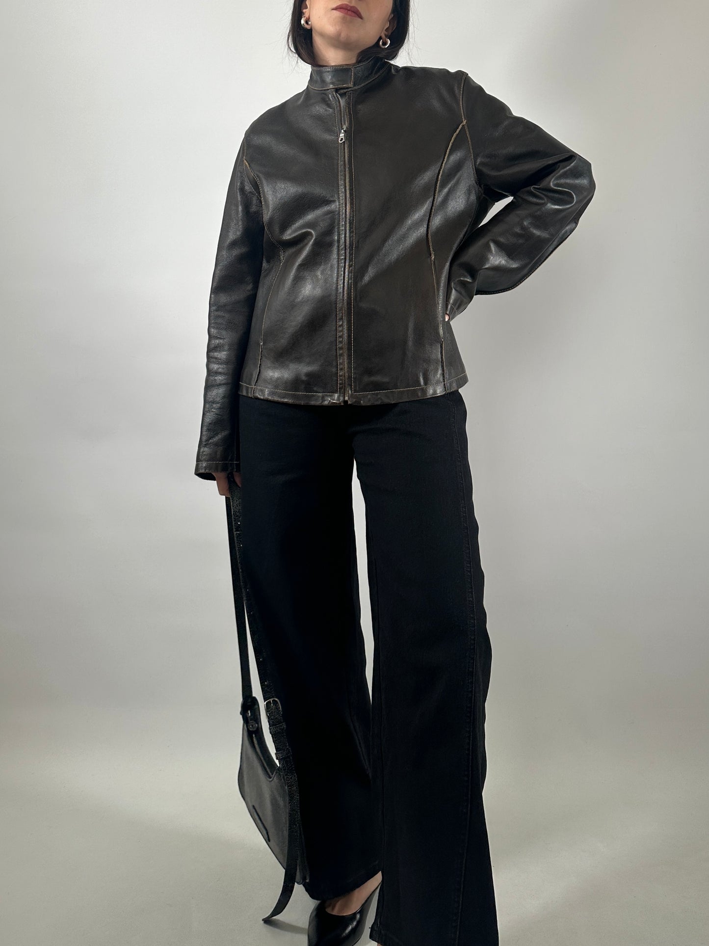 Vintage Leather Café Racer Jacket