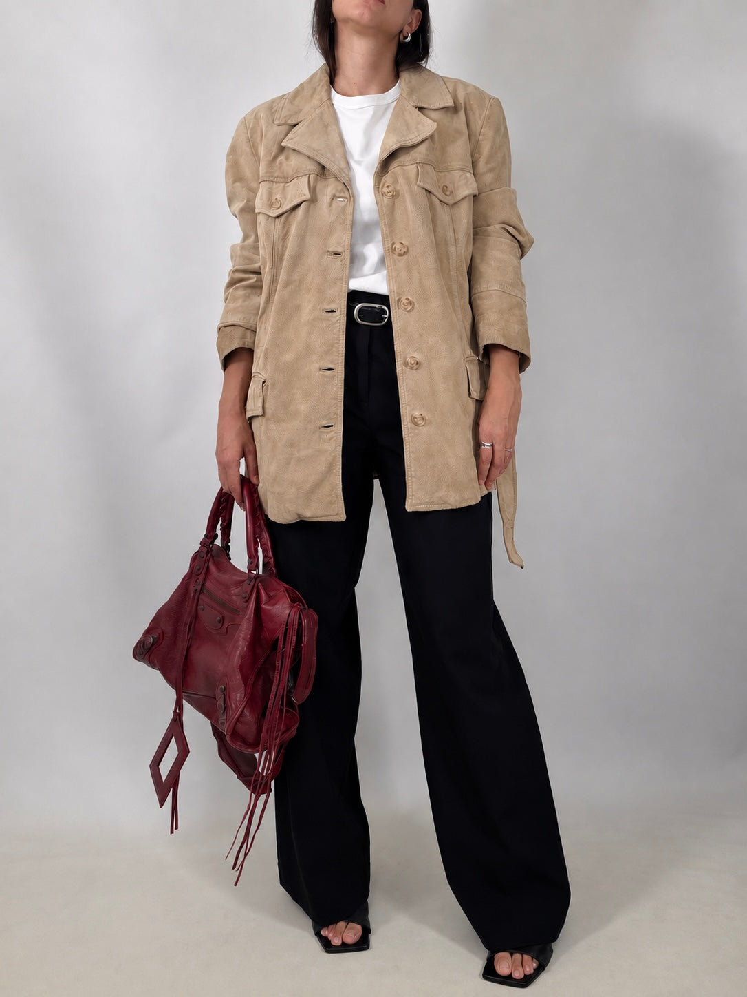 Beige Suede Safari Jacket