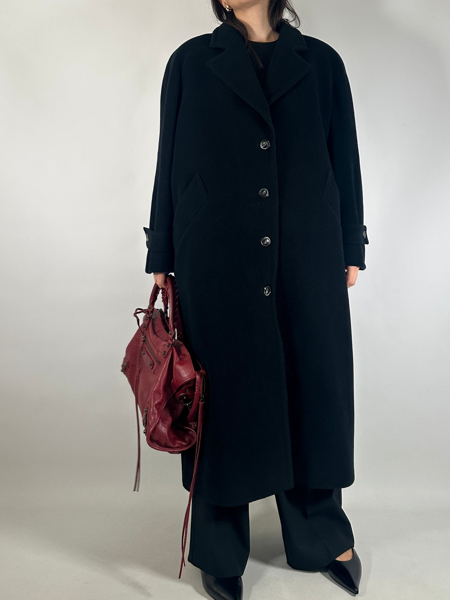 Vintage Black Wool Coat Carisma by Valentino