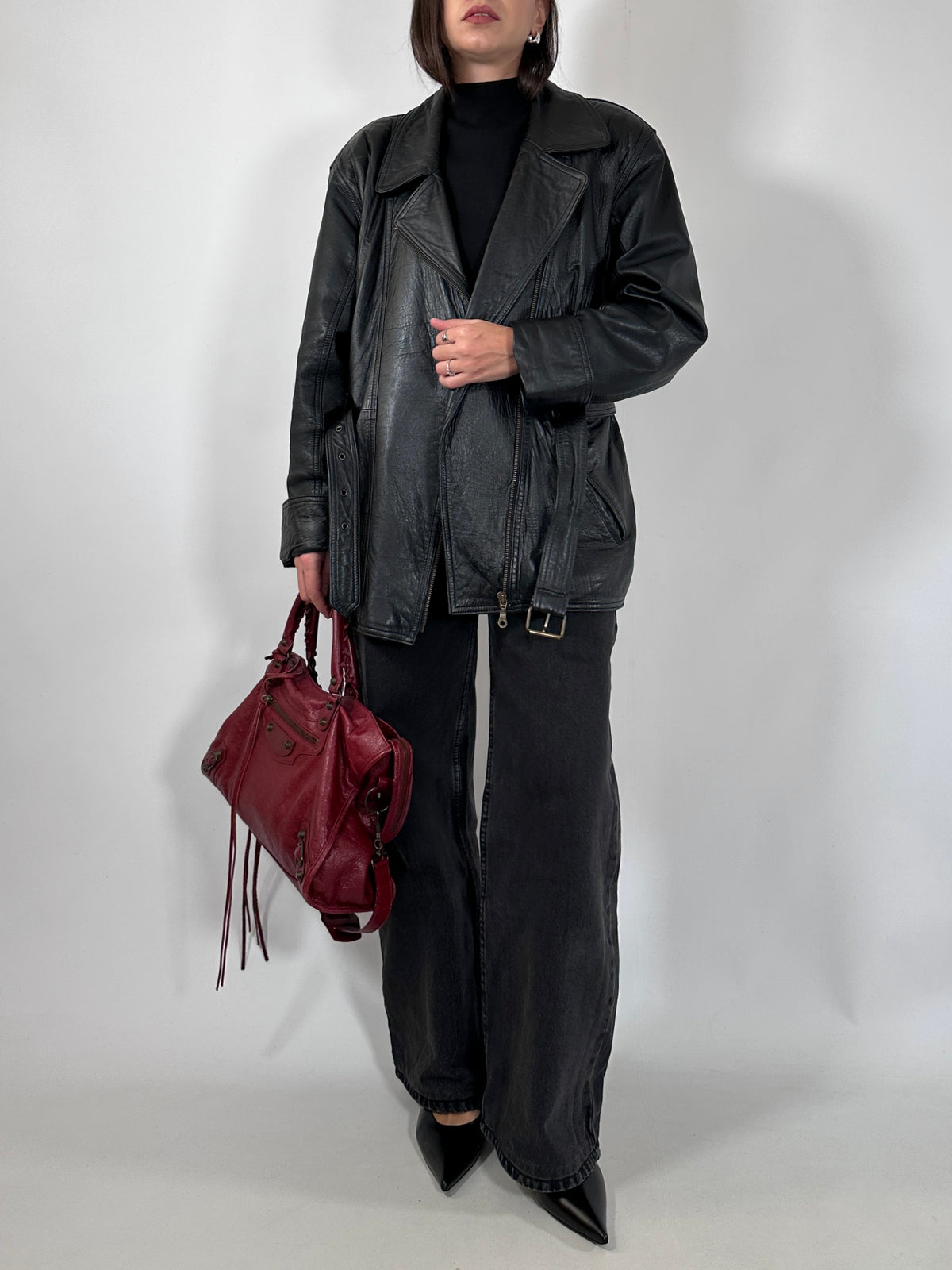 Vintage Black Leather Biker Jacket