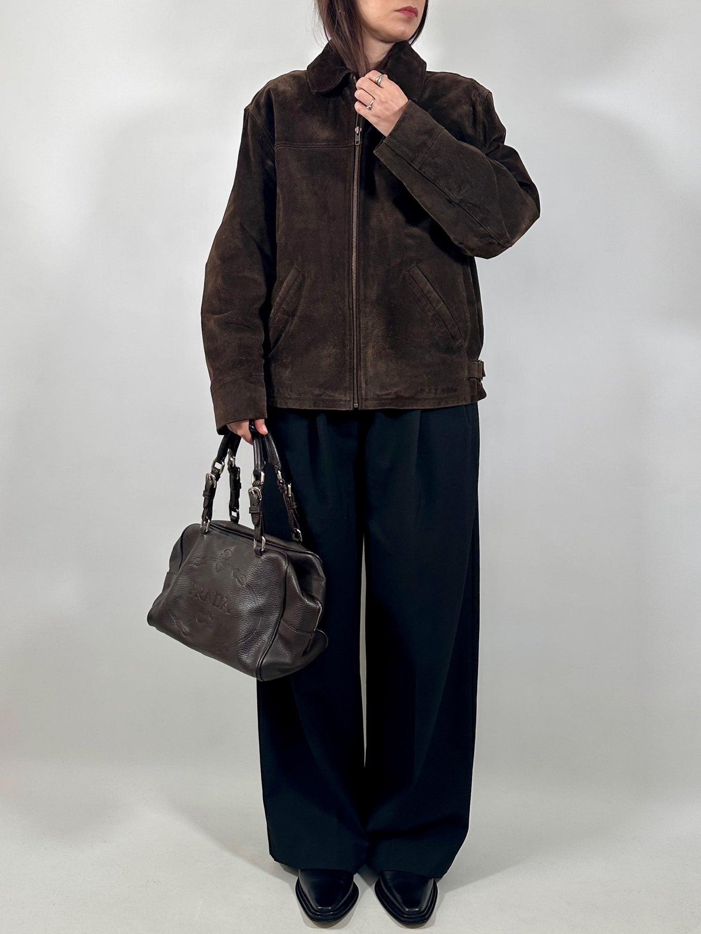 Brown Leather Zipped Jacket