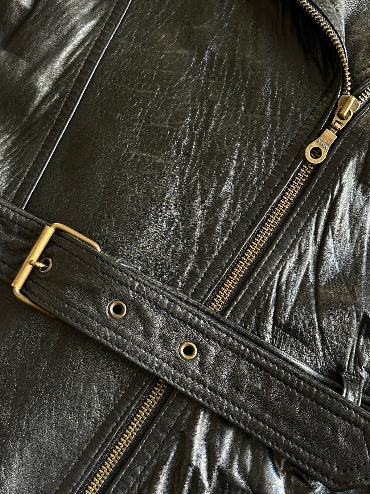 Vintage Black Leather Biker Jacket