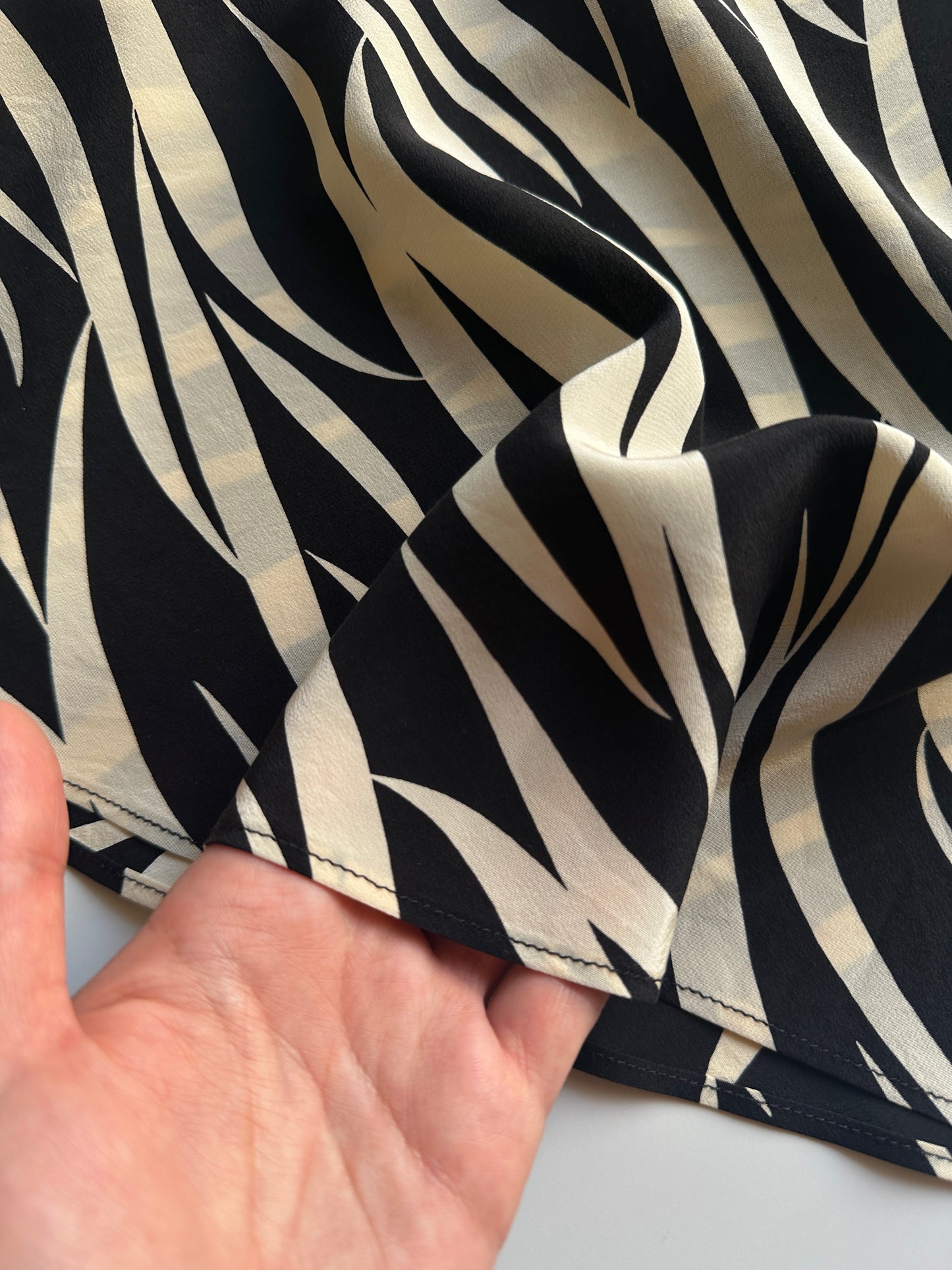 100% Silk Zebra Print Midi Skirt