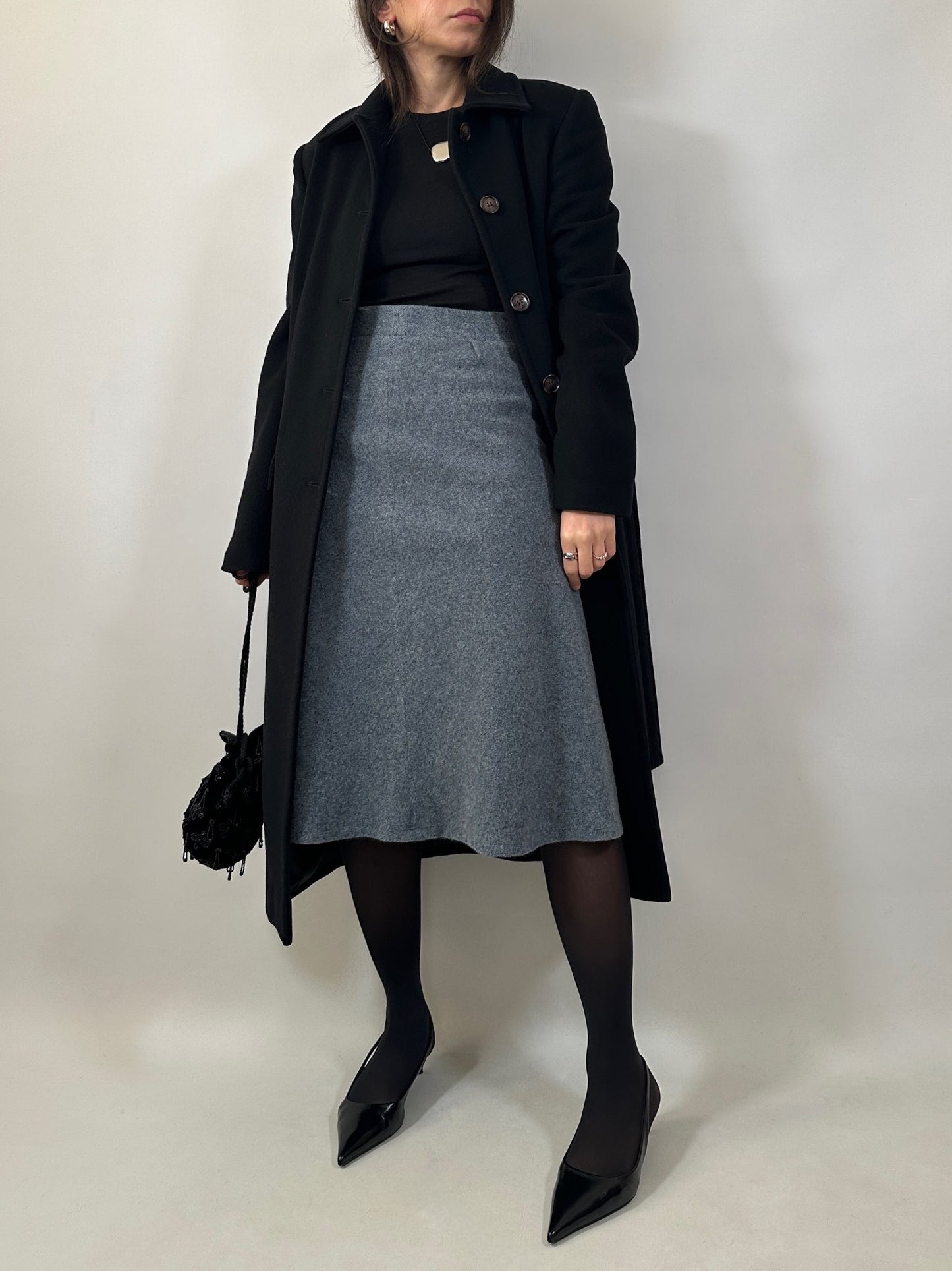 Vintage Light Blue Tweed Skirt