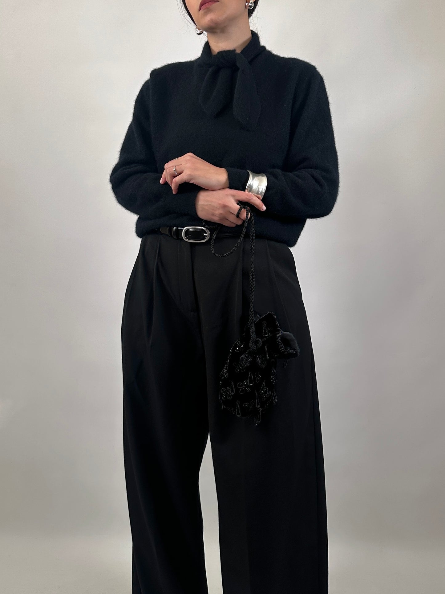 Soft Angora Bow Neck Sweater