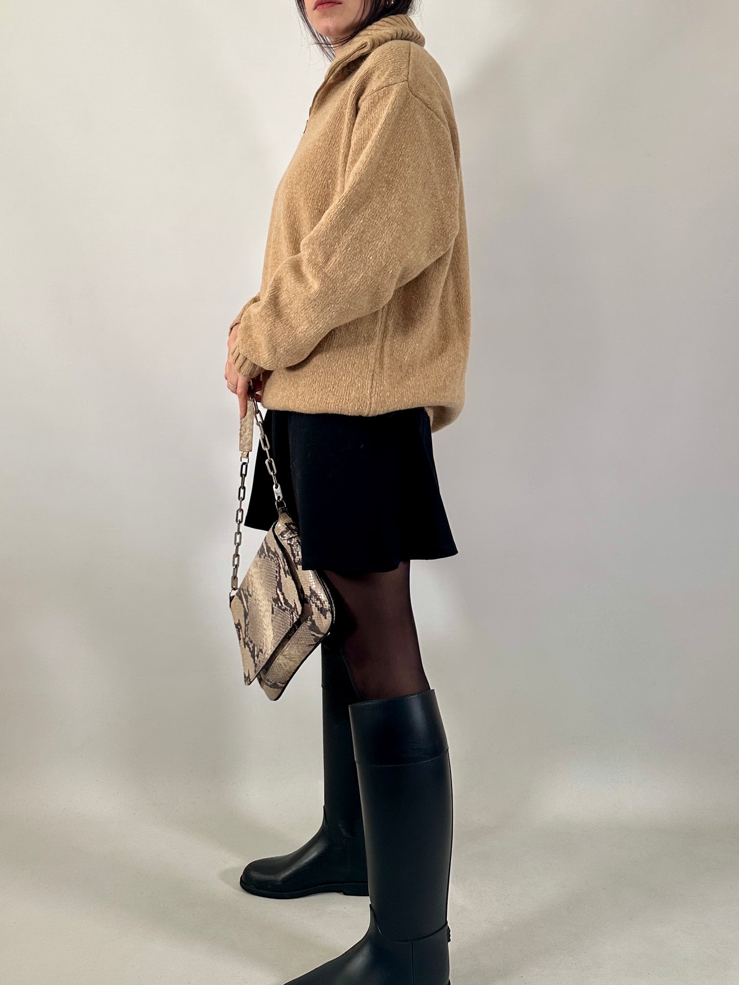 Wool-blend half zip sweater