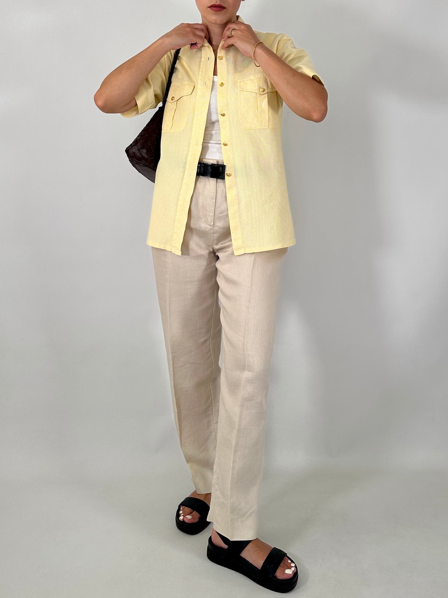 Max&co tailored linen-blend pants