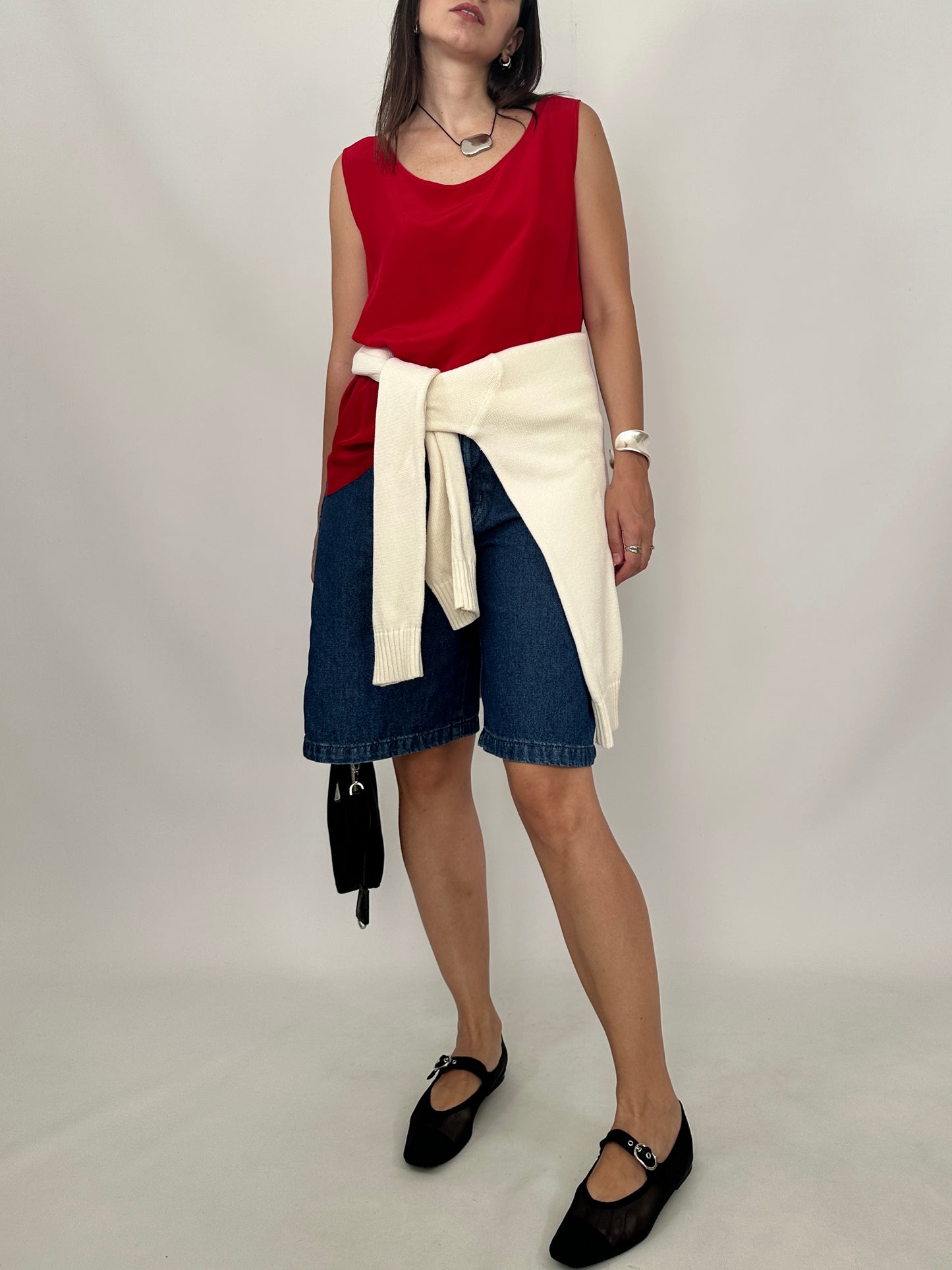 Vintage Red Silk Top