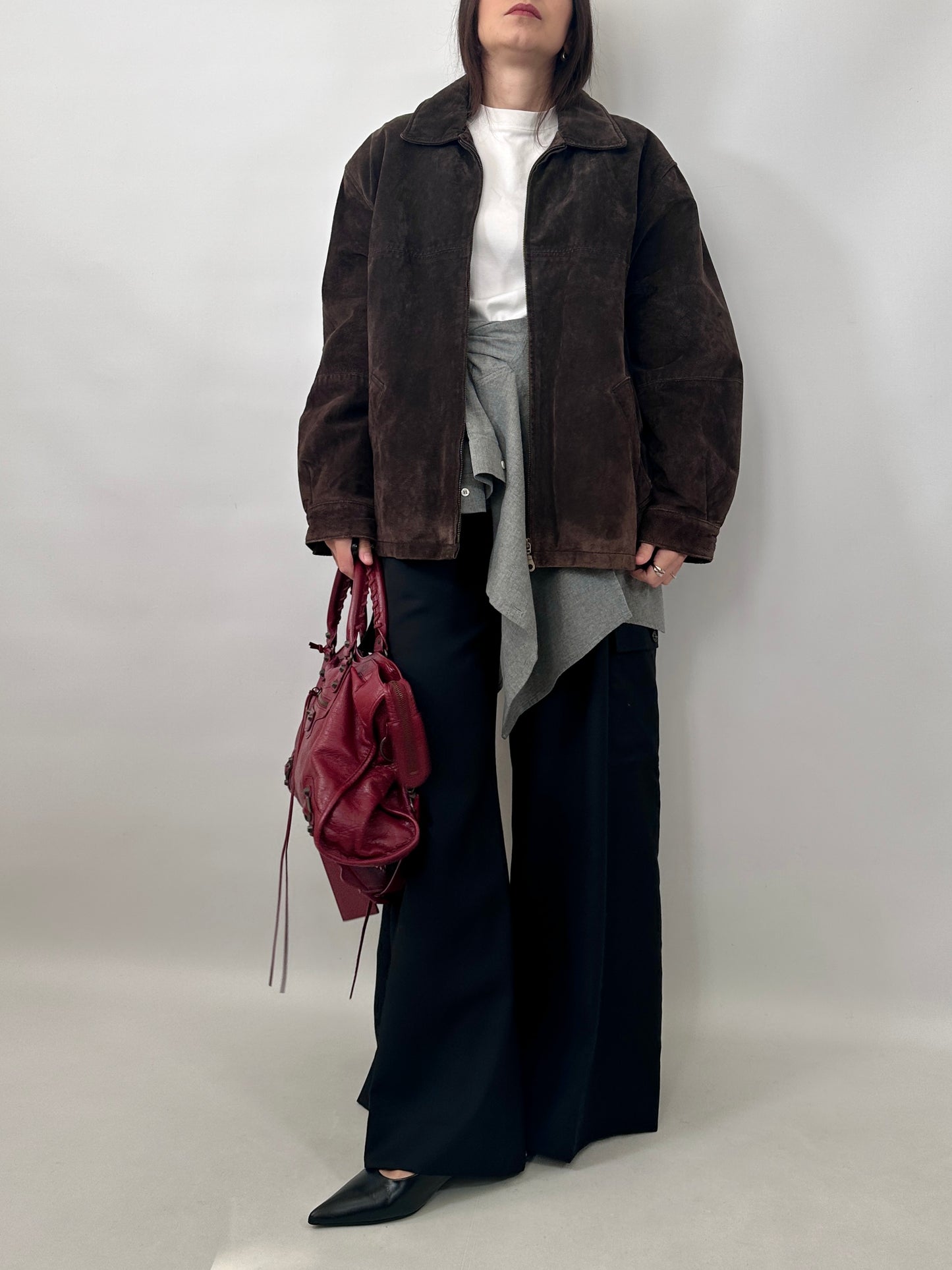 Vintage Zipped Suede Leather Jacket