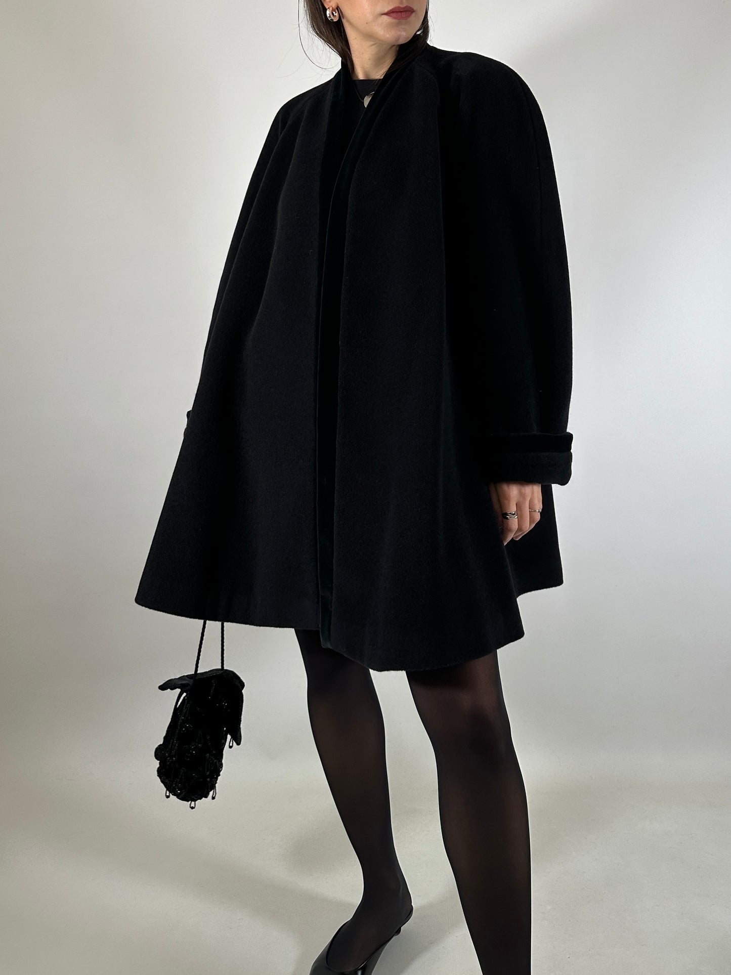 Vintage Ferré Wrap-Style Black Coat