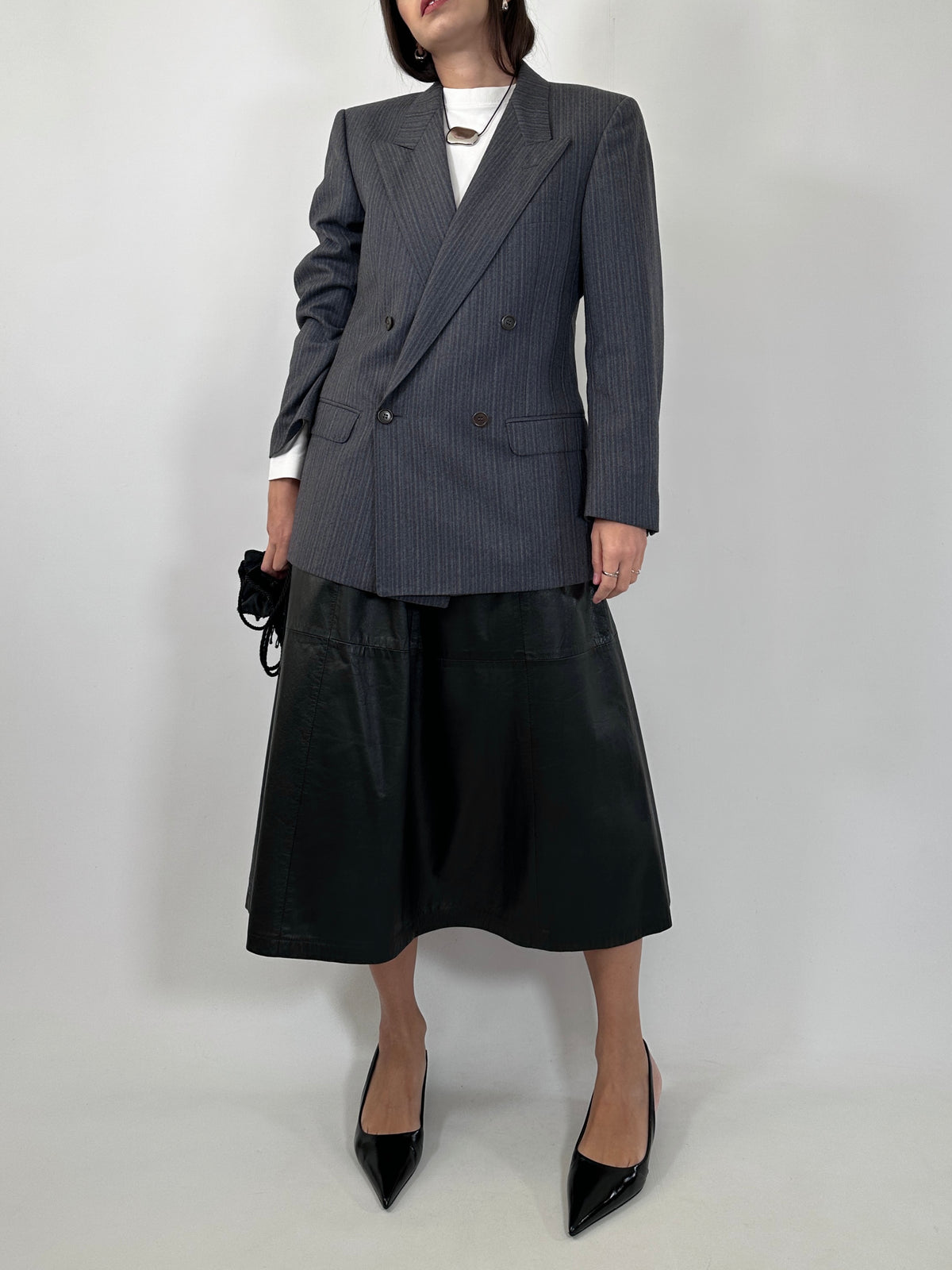 Vintage Grey Tailored Wool Blazer