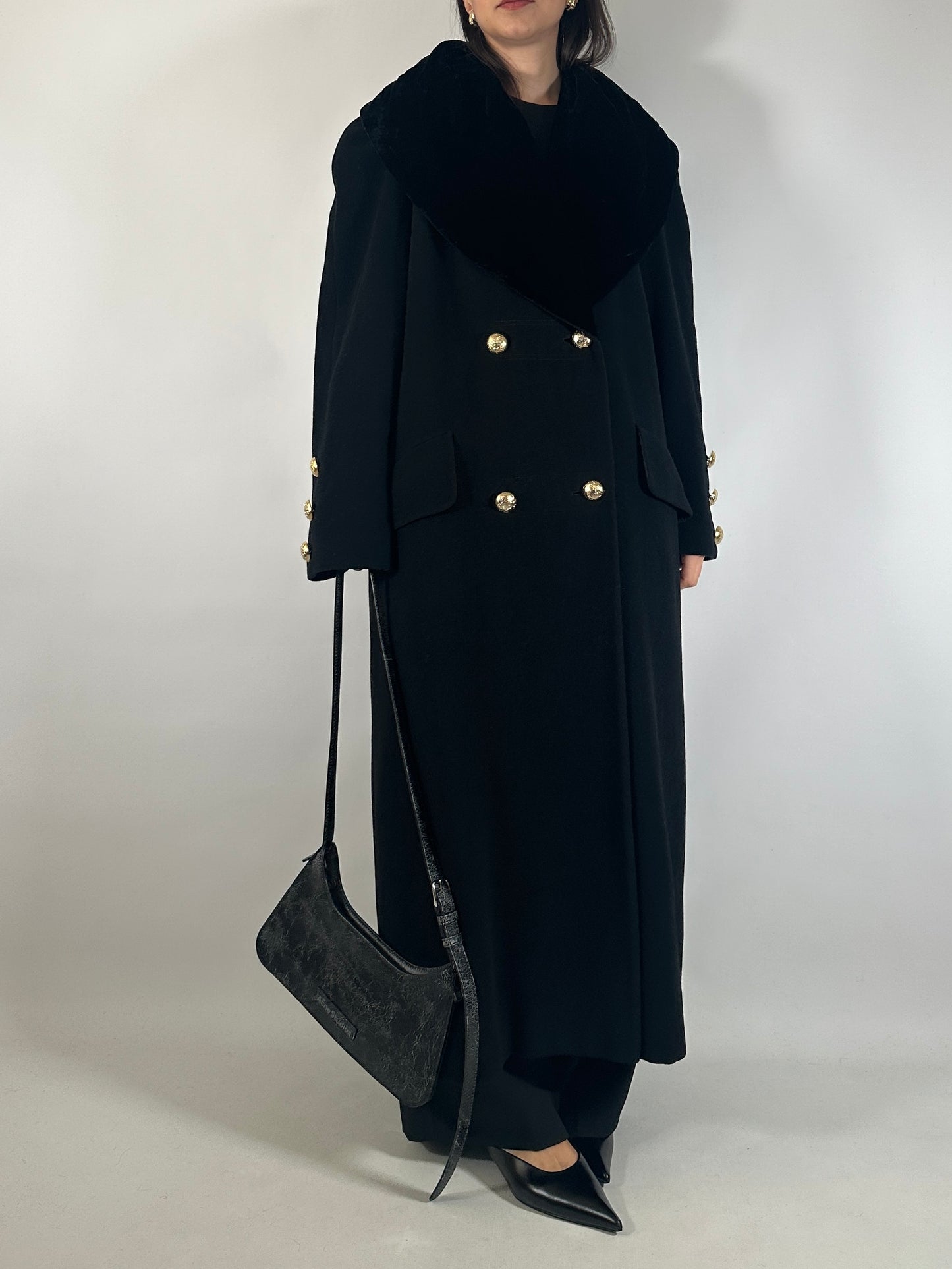 Vintage Wool Coat with Convertible Velvet Collar