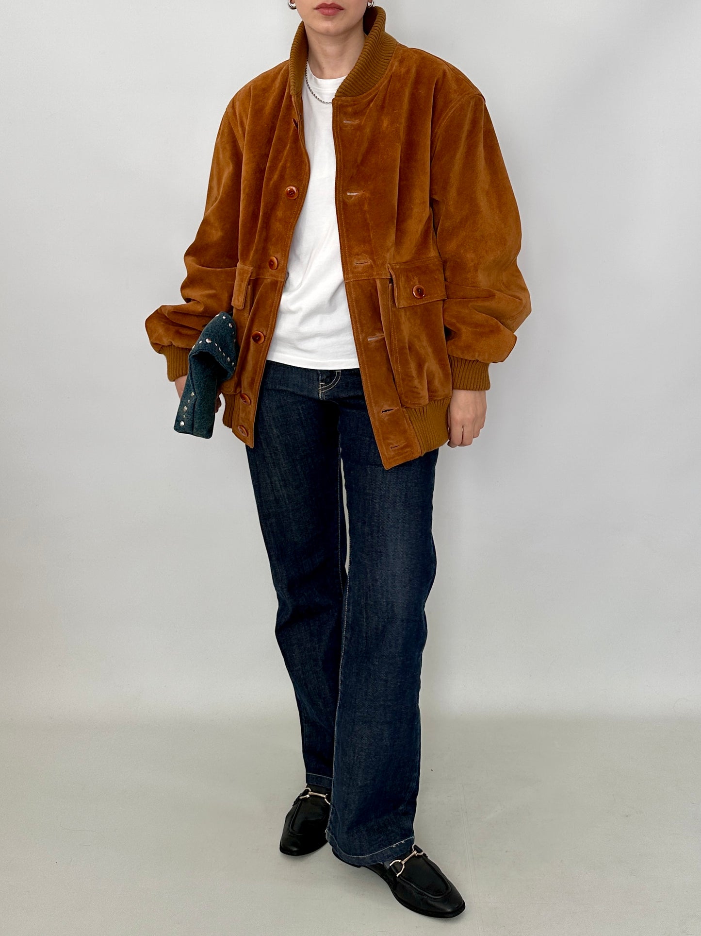 Vintage suede bomber jacket